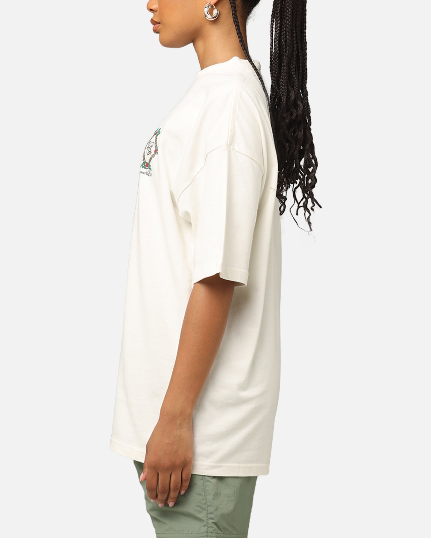 Carre Royal Patch Mock Neck T-Shirt Off White Style001