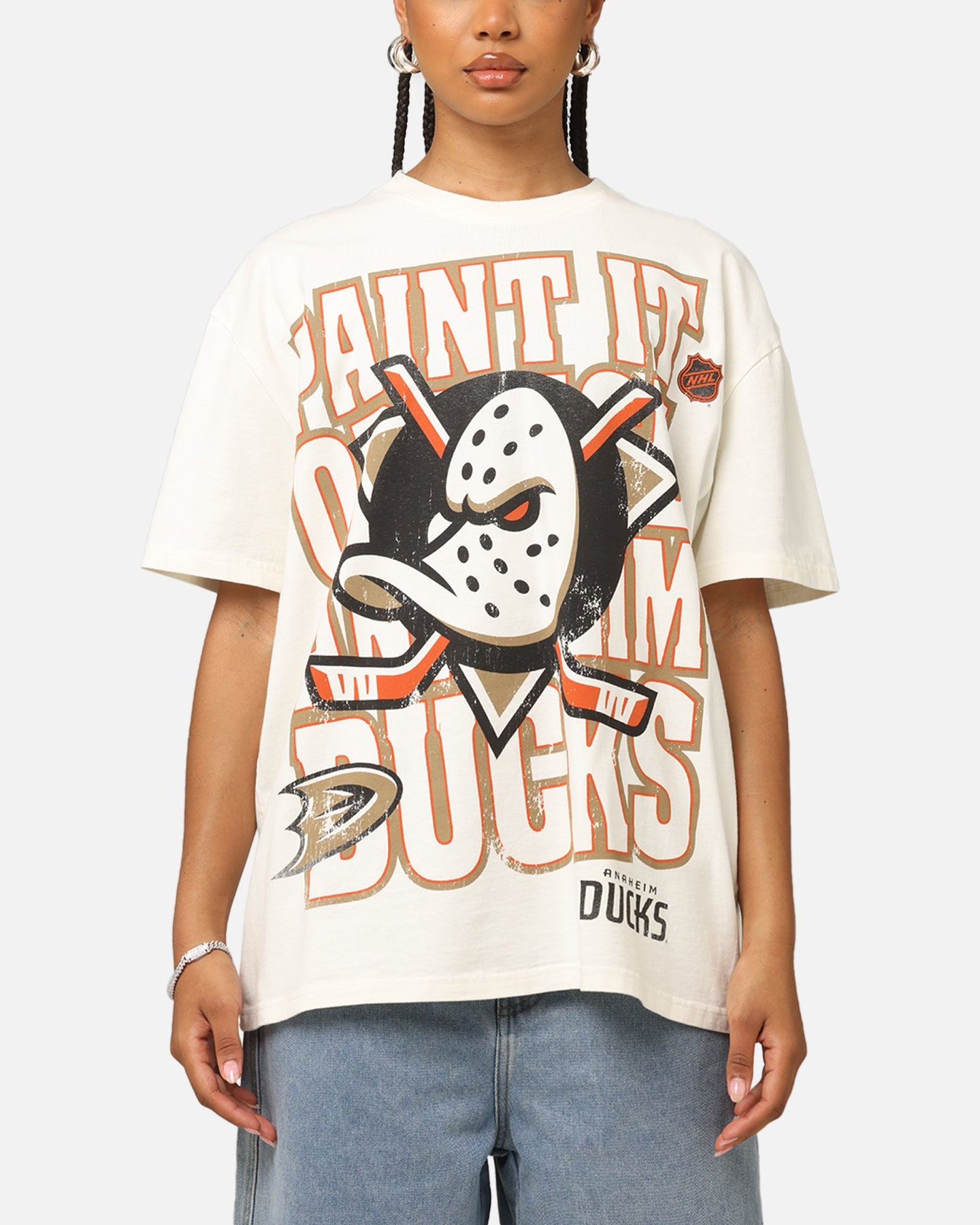 Culture Kings Anaheim Ducks Lets Go Ducks Heavy T-Shirt Off White Style001