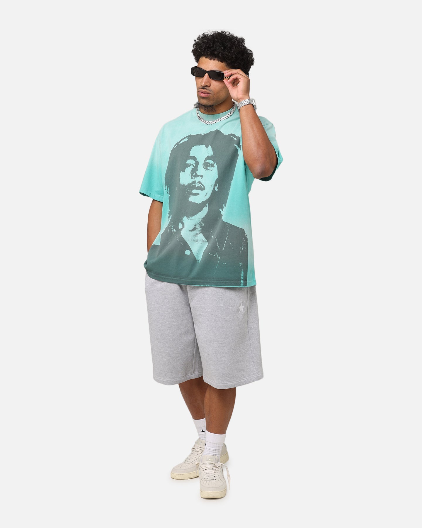 Bob Marley Bob Hem Vintage T-Shirt Washed Teal/Black
