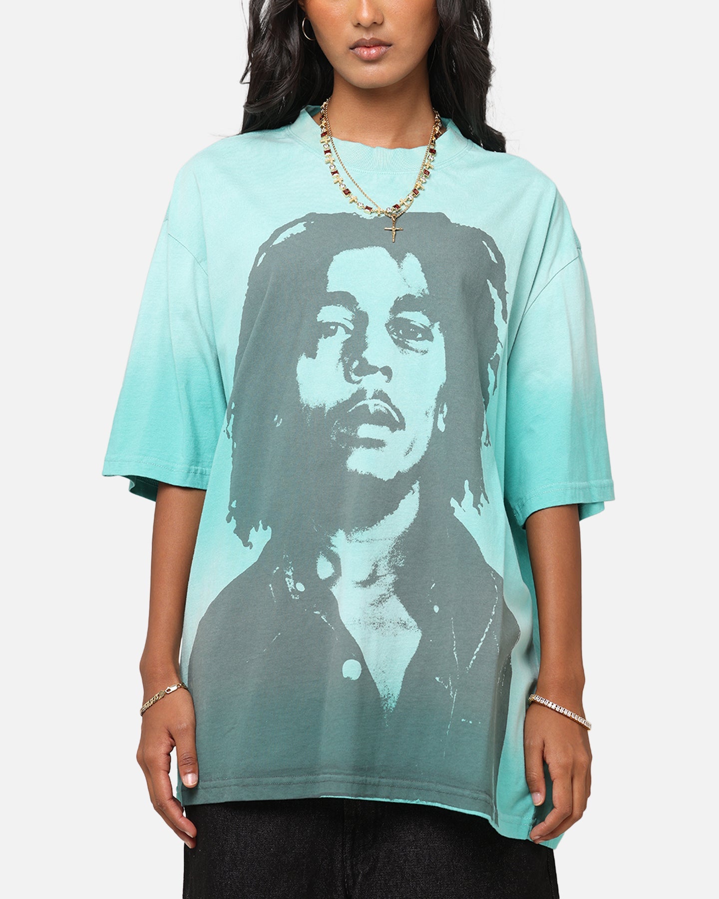 Bob Marley Bob Hem Vintage T-Shirt Washed Teal/Black Style001