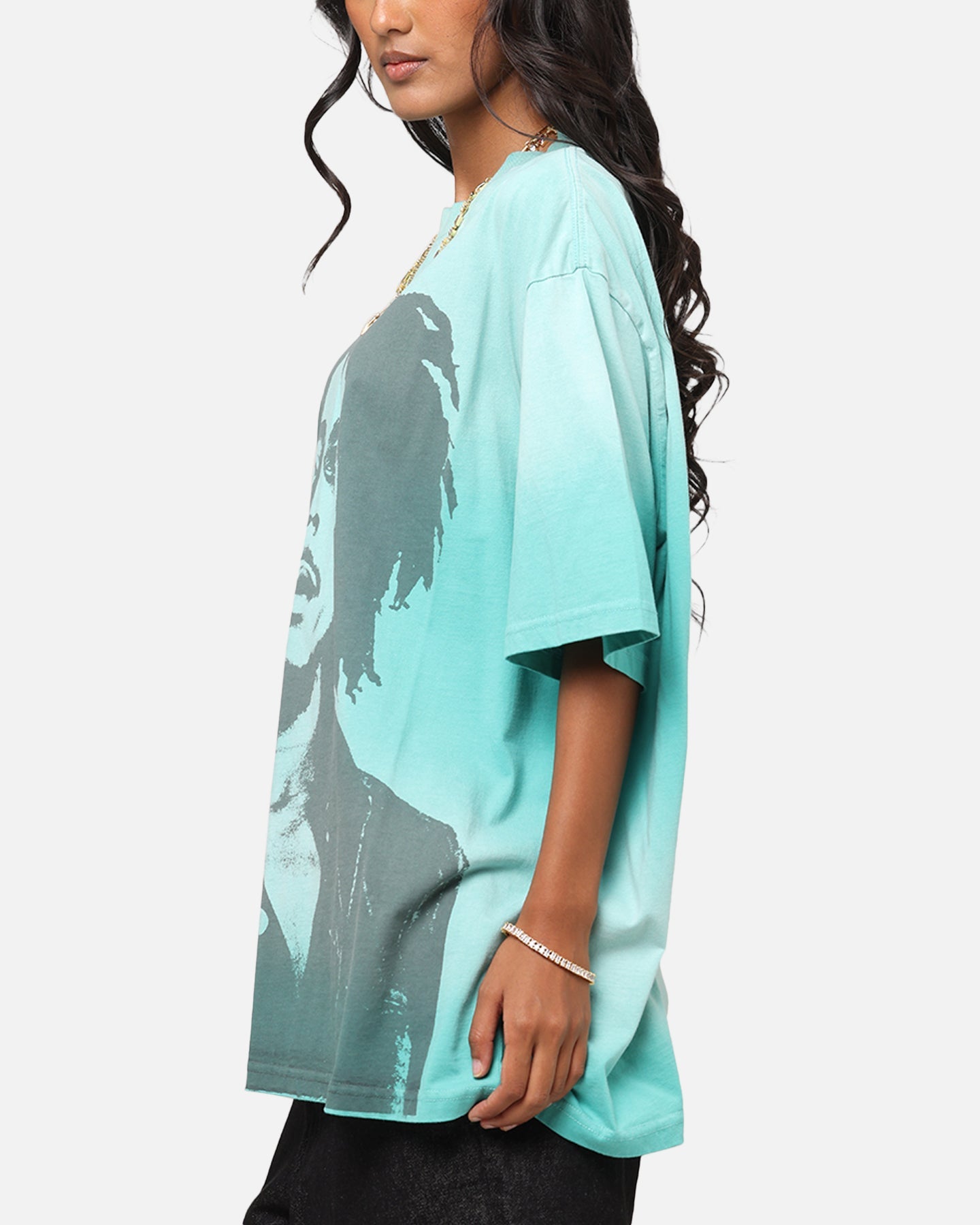 Bob Marley Bob Hem Vintage T-Shirt Washed Teal/Black Style001