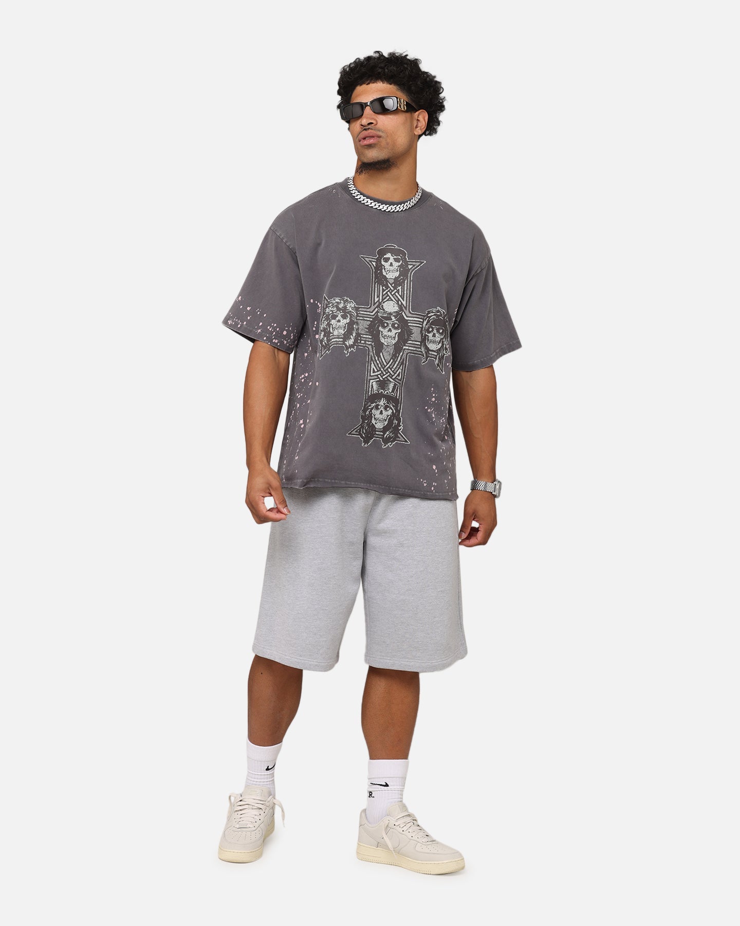 Guns N Roses Guns Cross T-Shirt Washed Black