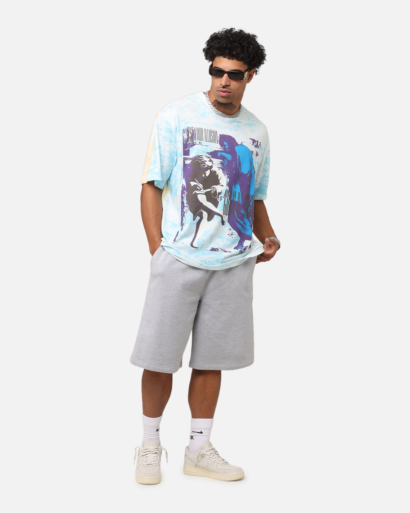 Guns N Roses Roses All Over T-Shirt Washed White
