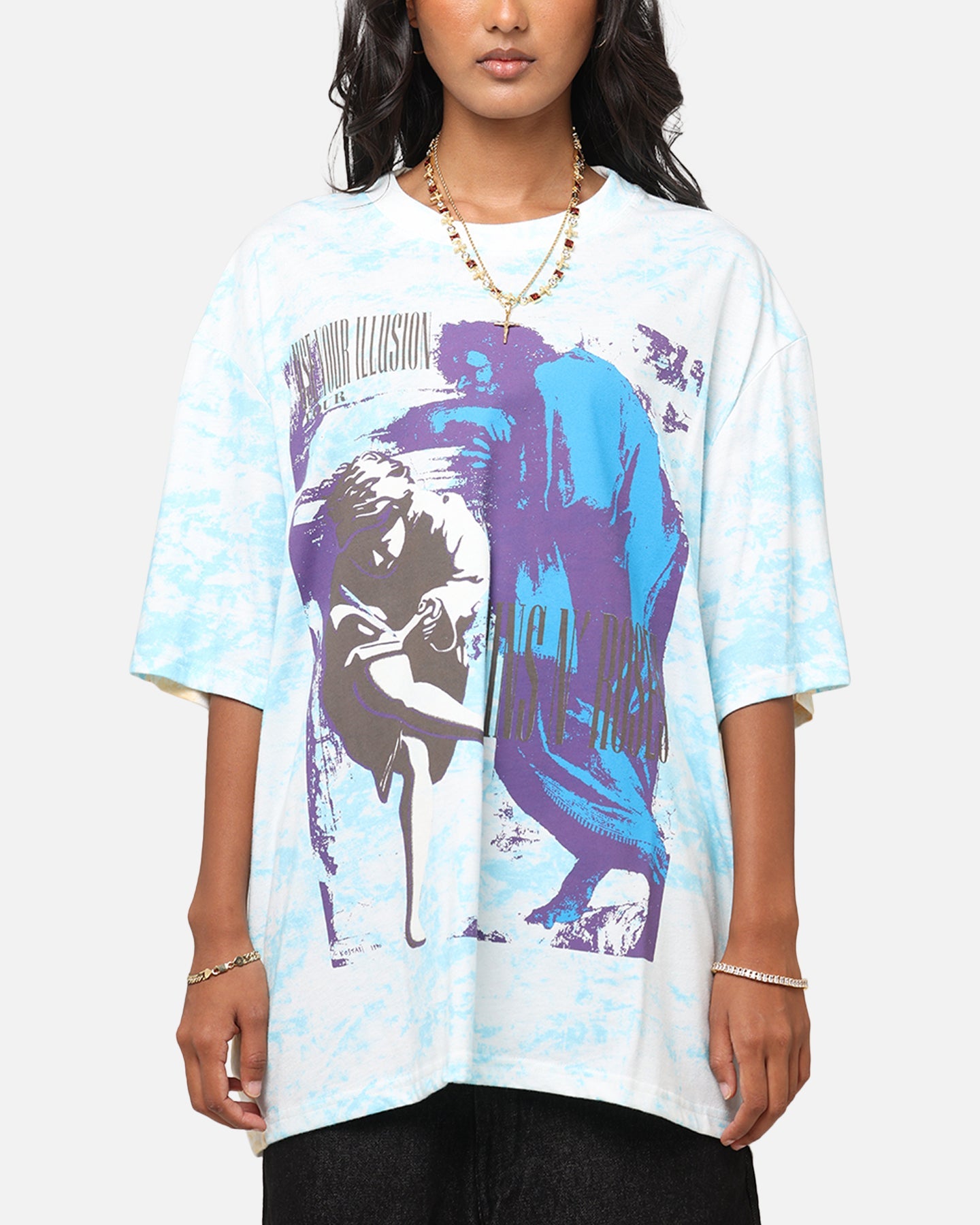 Guns N Roses Roses All Over T-Shirt Washed White Style001