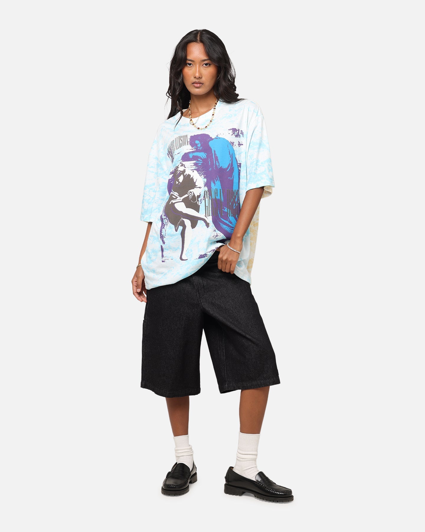 Guns N Roses Roses All Over T-Shirt Washed White Style001