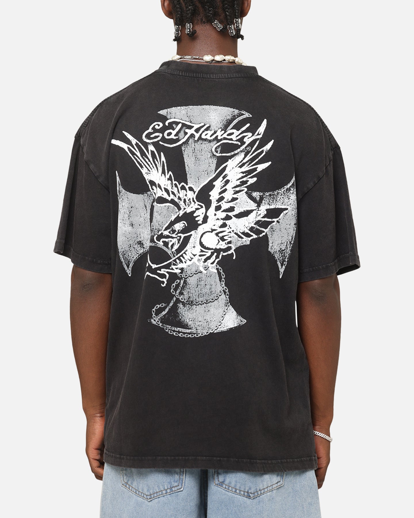 Ed Hardy Flight Premium T-Shirt Black Acidwash