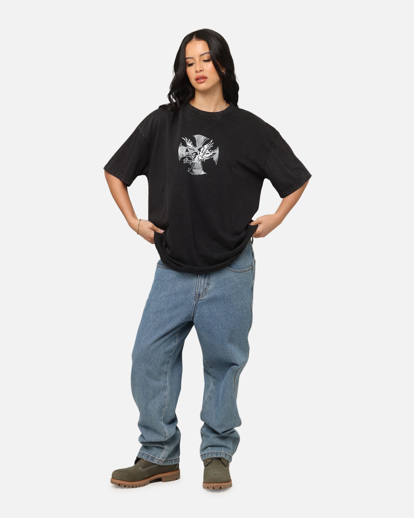 Ed Hardy Flight Premium T-Shirt Black Acidwash Style001
