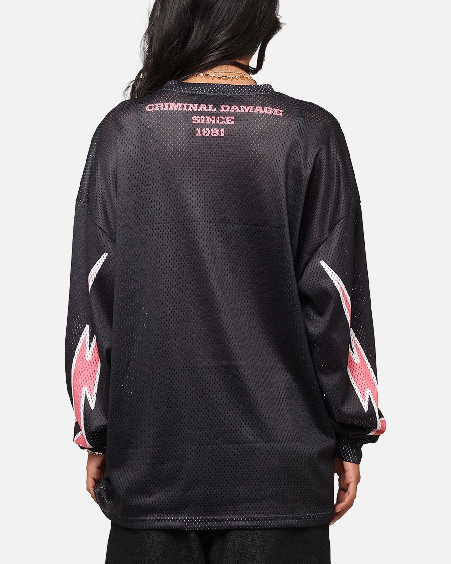 Criminal Damage 91 Mesh Long Sleeve T-Shirt Caviar Style001
