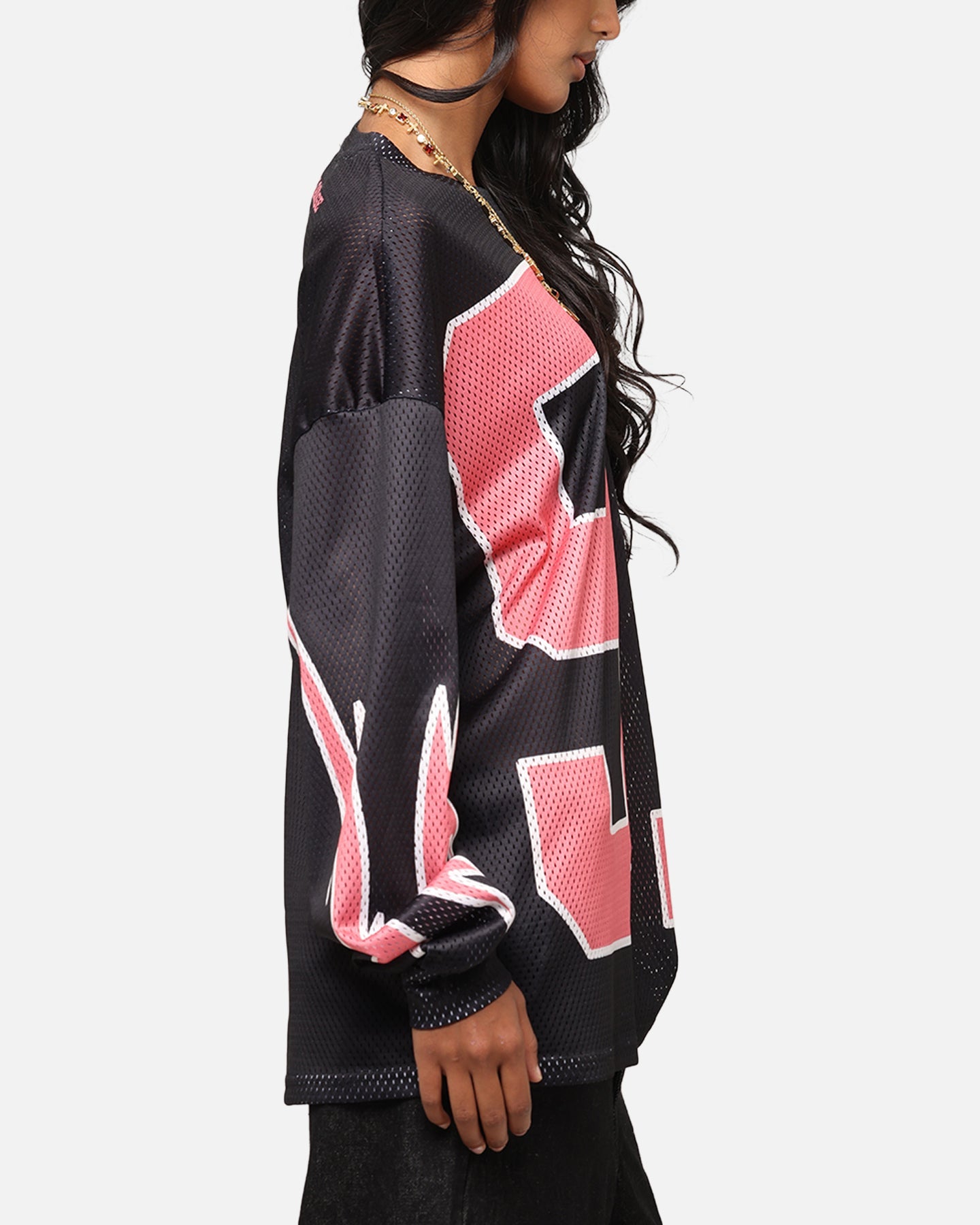 Criminal Damage 91 Mesh Long Sleeve T-Shirt Caviar Style001