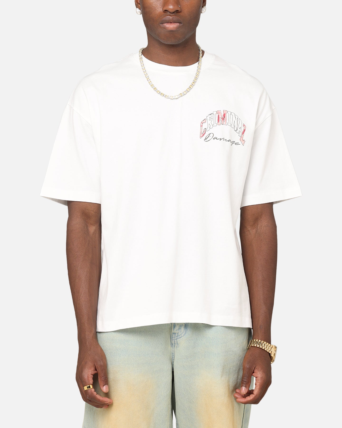 Criminal Damage Diamond Ring T-Shirt Off White