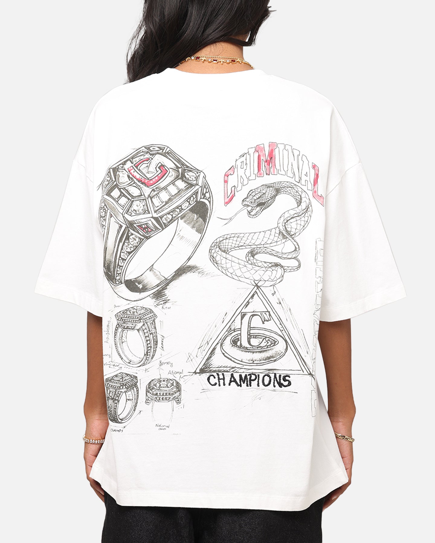 Criminal Damage Diamond Ring T-Shirt Off White Style001