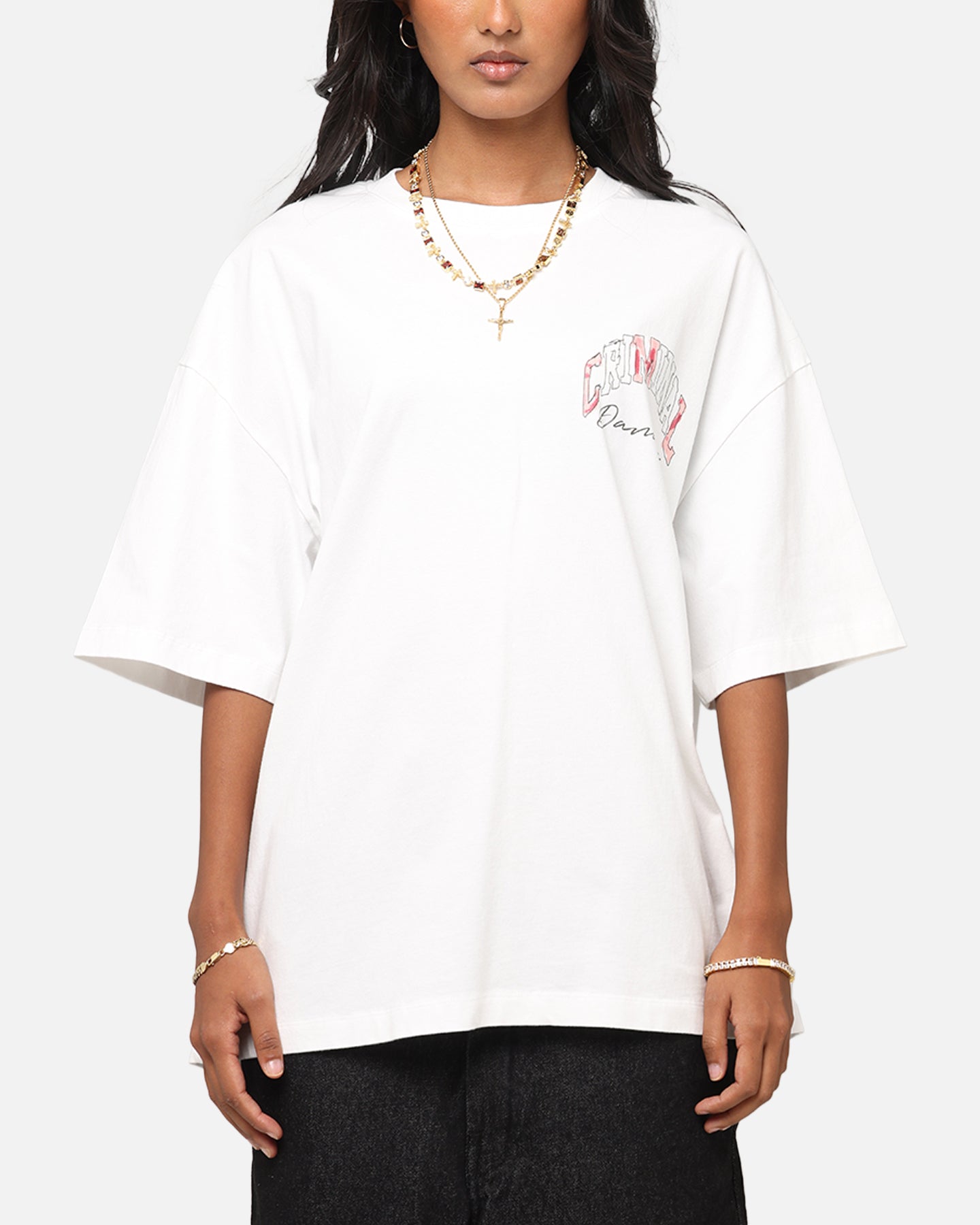 Criminal Damage Diamond Ring T-Shirt Off White Style001
