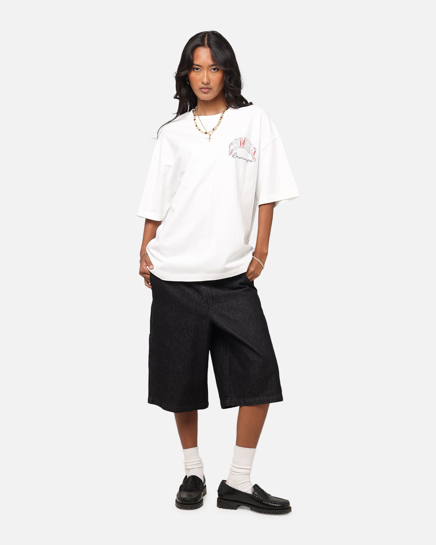 Criminal Damage Diamond Ring T-Shirt Off White Style001