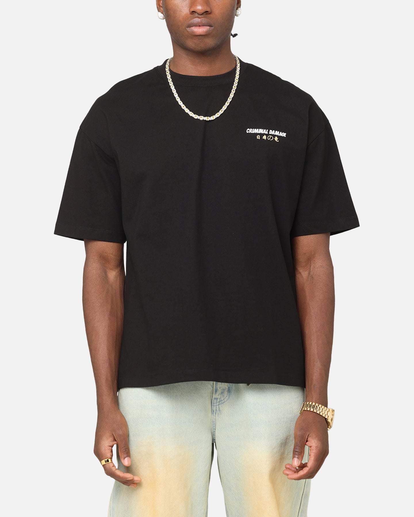 Criminal Damage Dragon Wave T-Shirt Washed Black