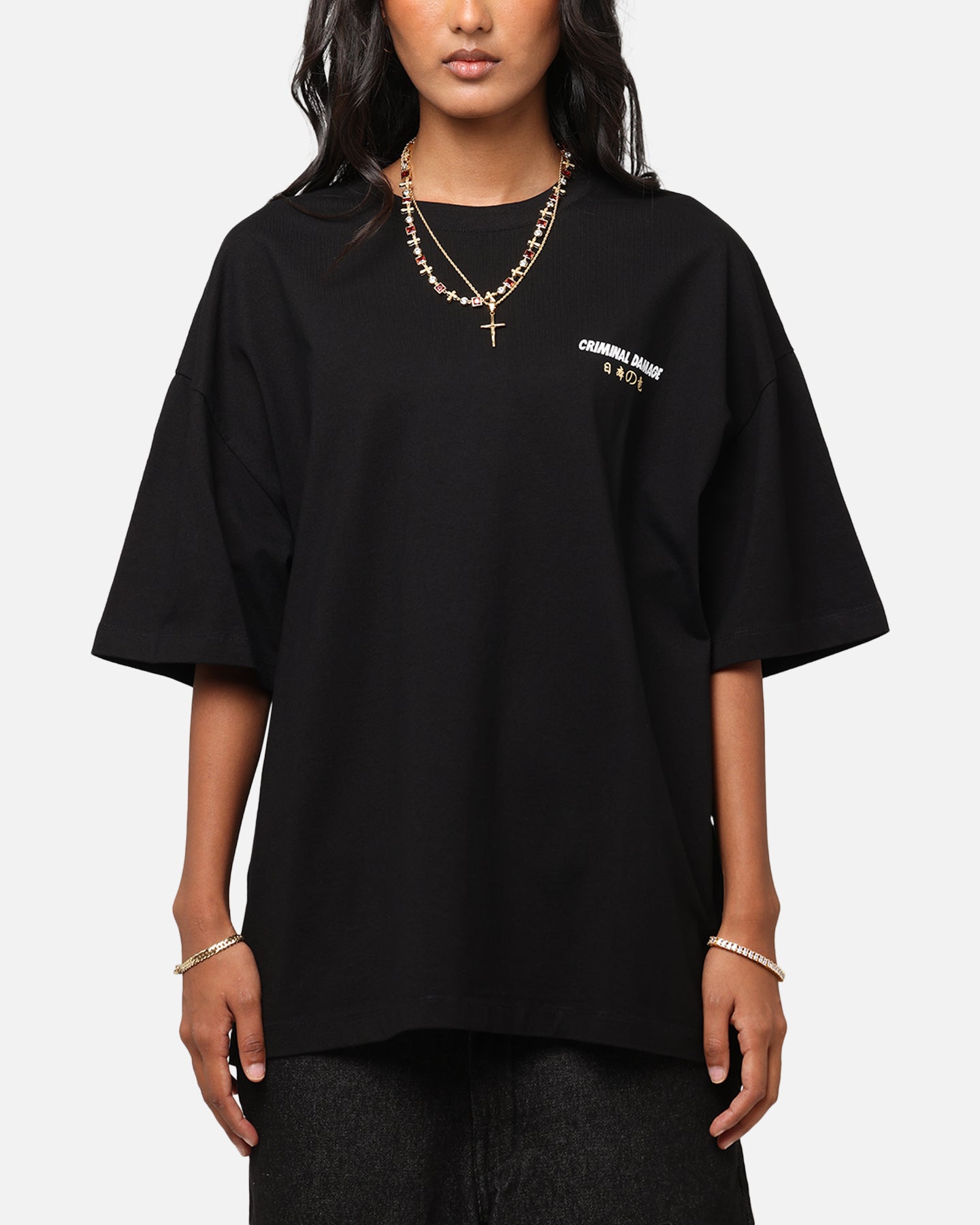 Criminal Damage Dragon Wave T-Shirt Washed Black Style001