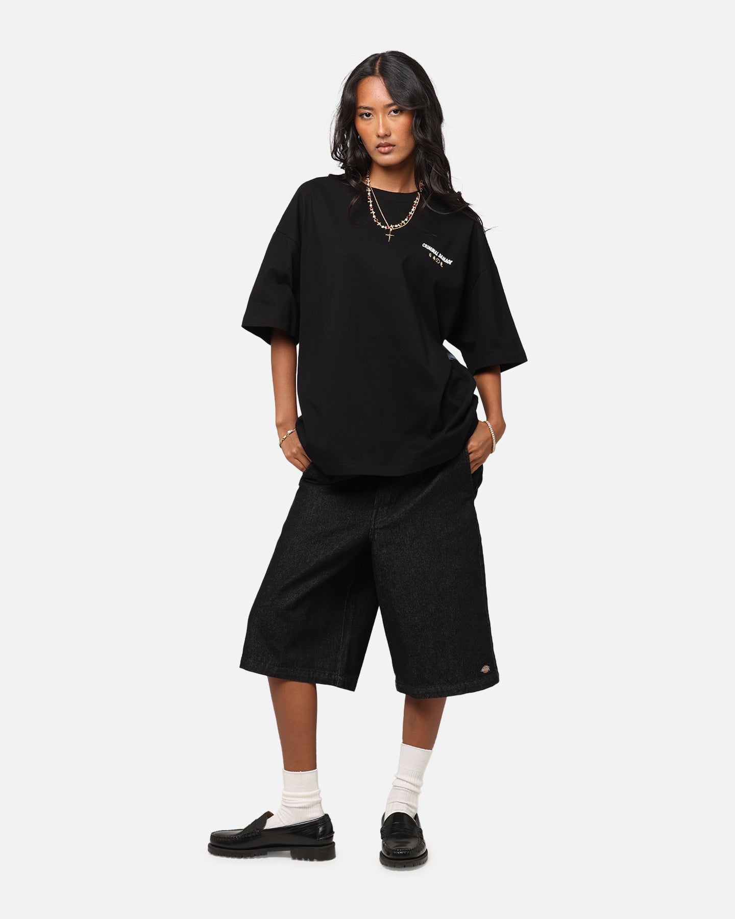 Criminal Damage Dragon Wave T-Shirt Washed Black Style001