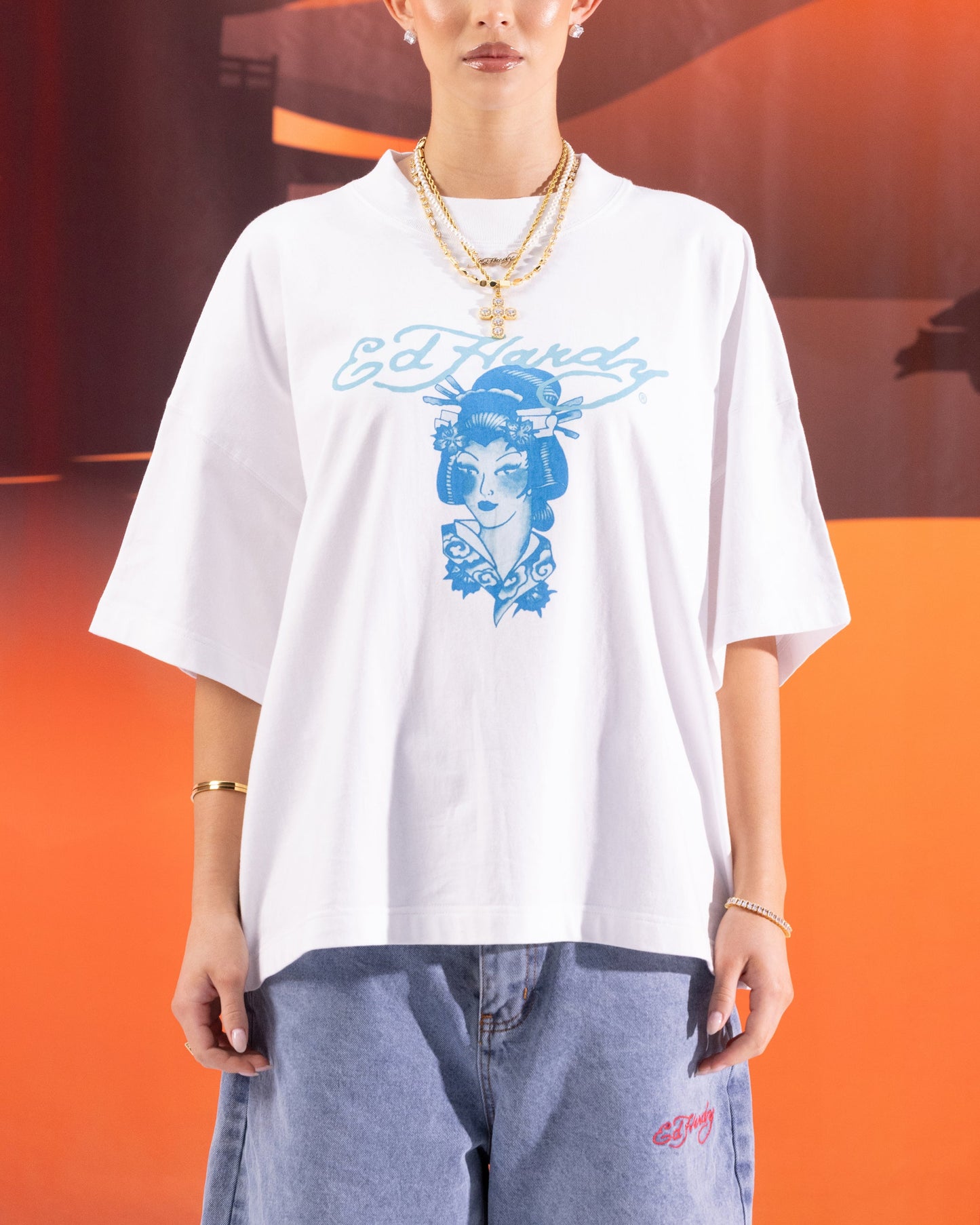 Ed Hardy Geisha T-Shirt Off White Style001