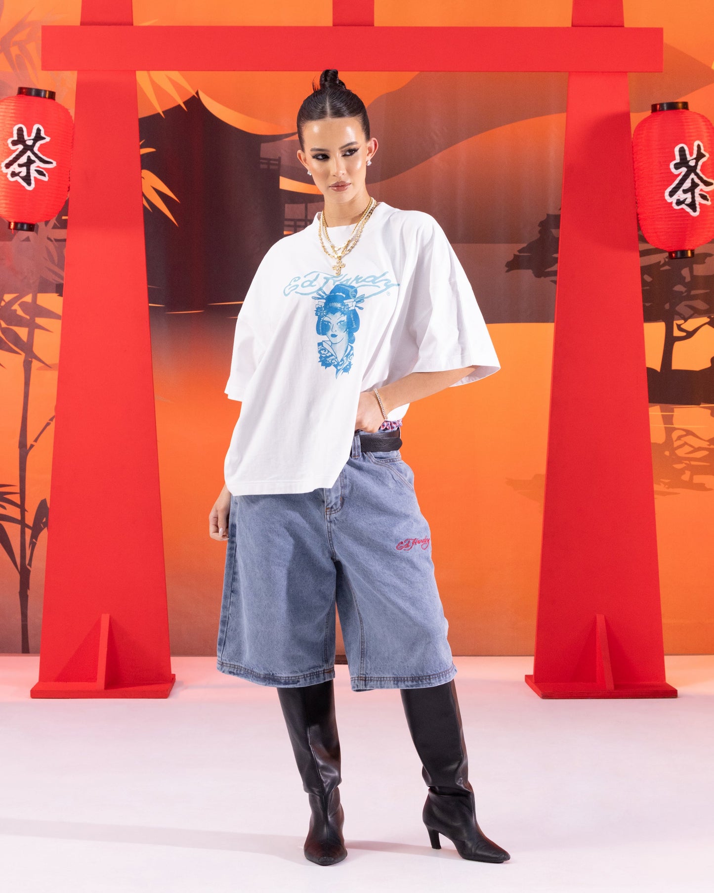 Ed Hardy Geisha T-Shirt Off White Style001