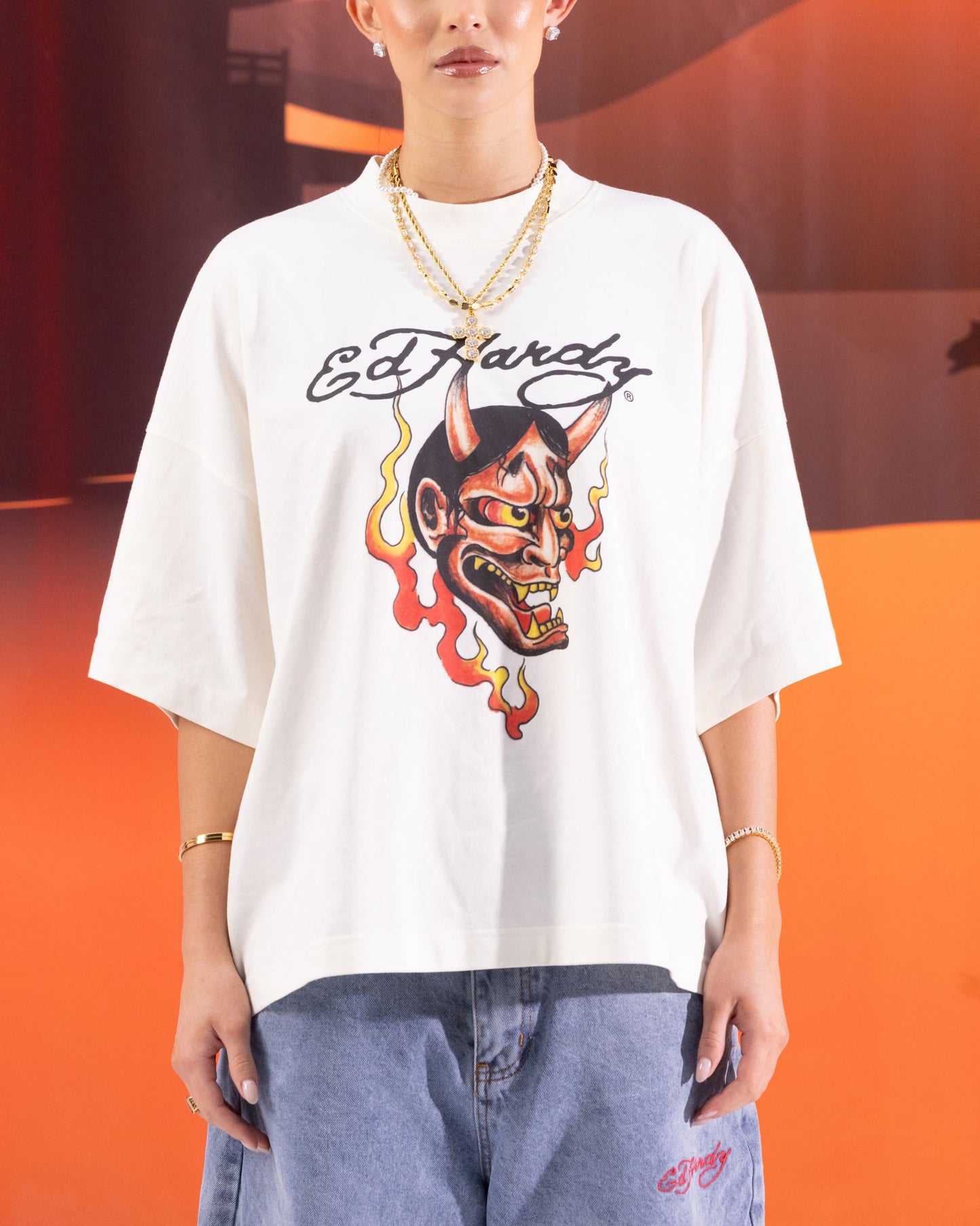 Ed Hardy Devil T-Shirt Off White Style001