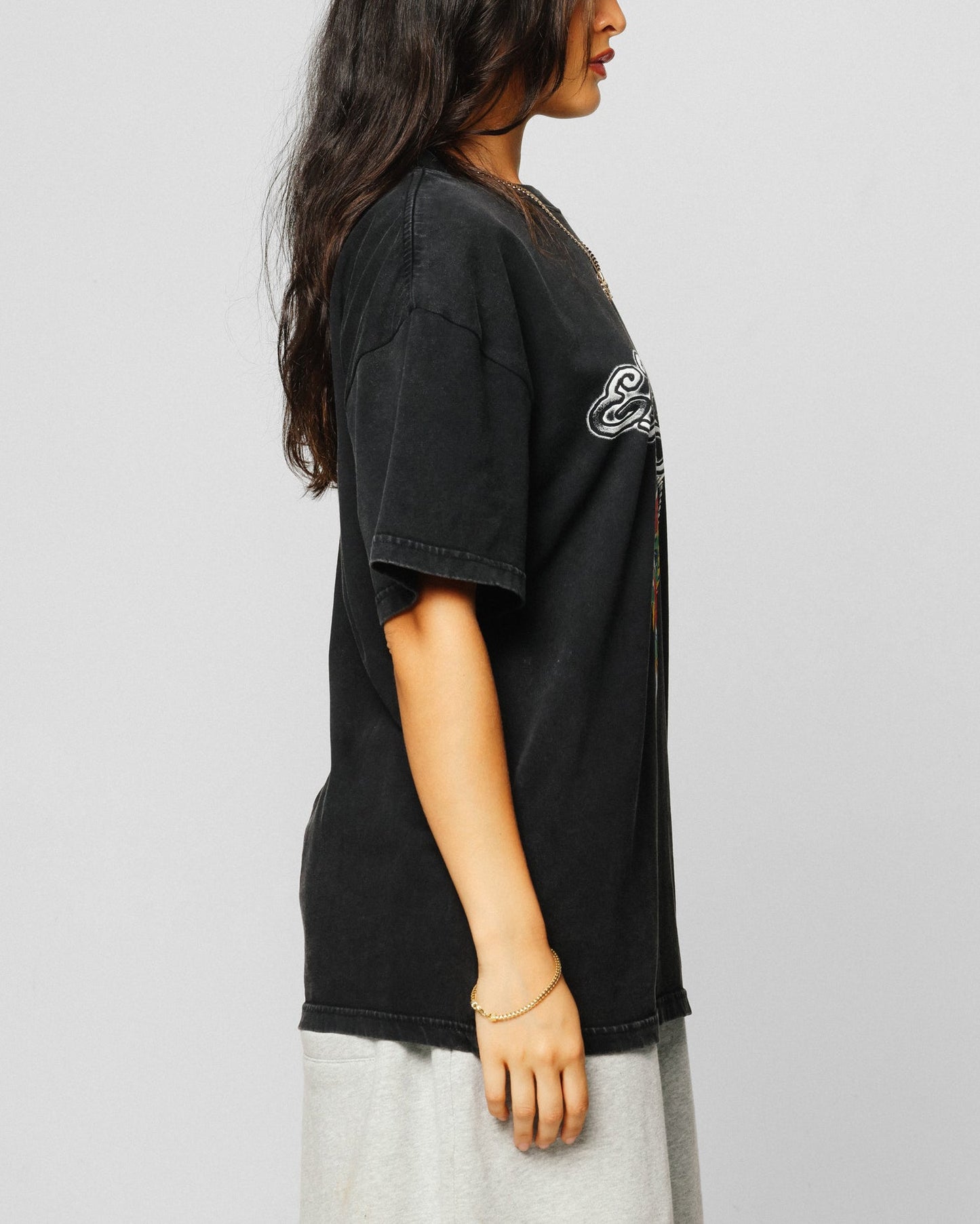Ed Hardy Dragon Logo T-Shirt Black Acidwash Style001