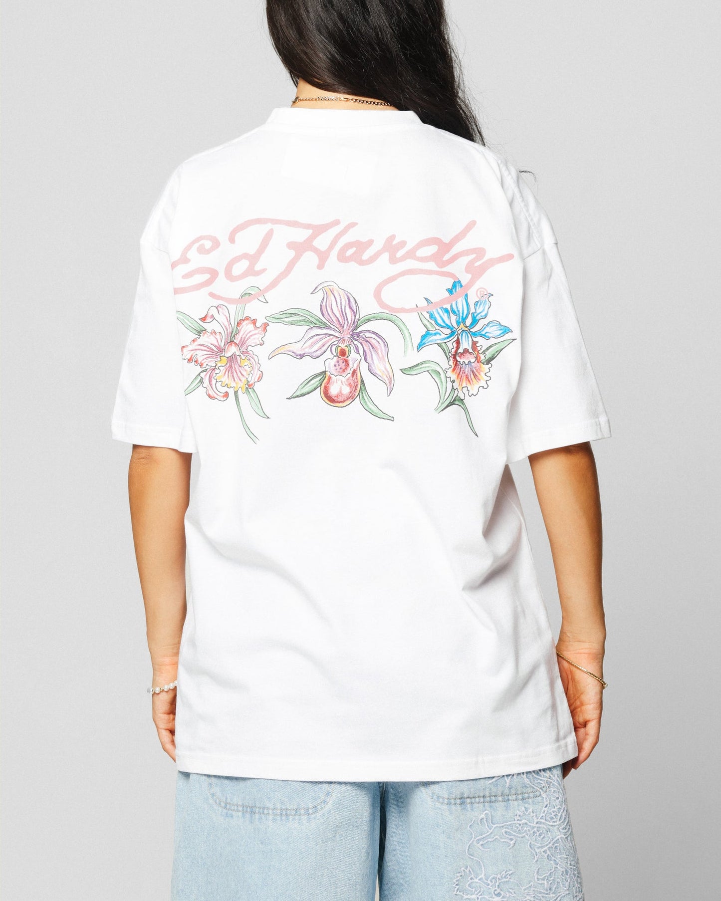 Ed Hardy Flowers T-Shirt White Style001