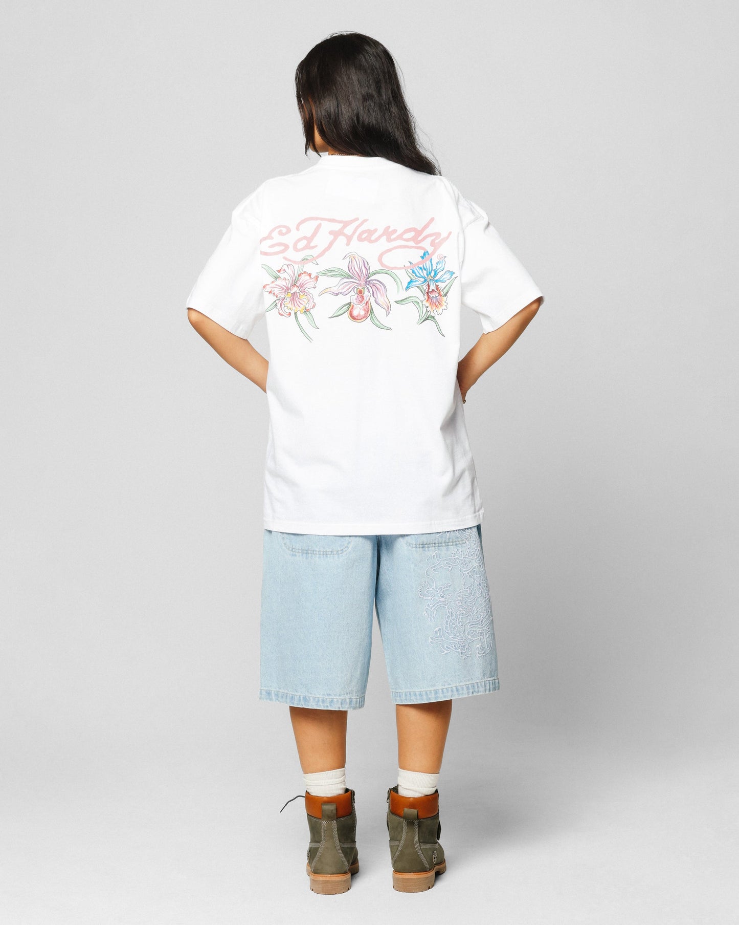 Ed Hardy Flowers T-Shirt White Style001