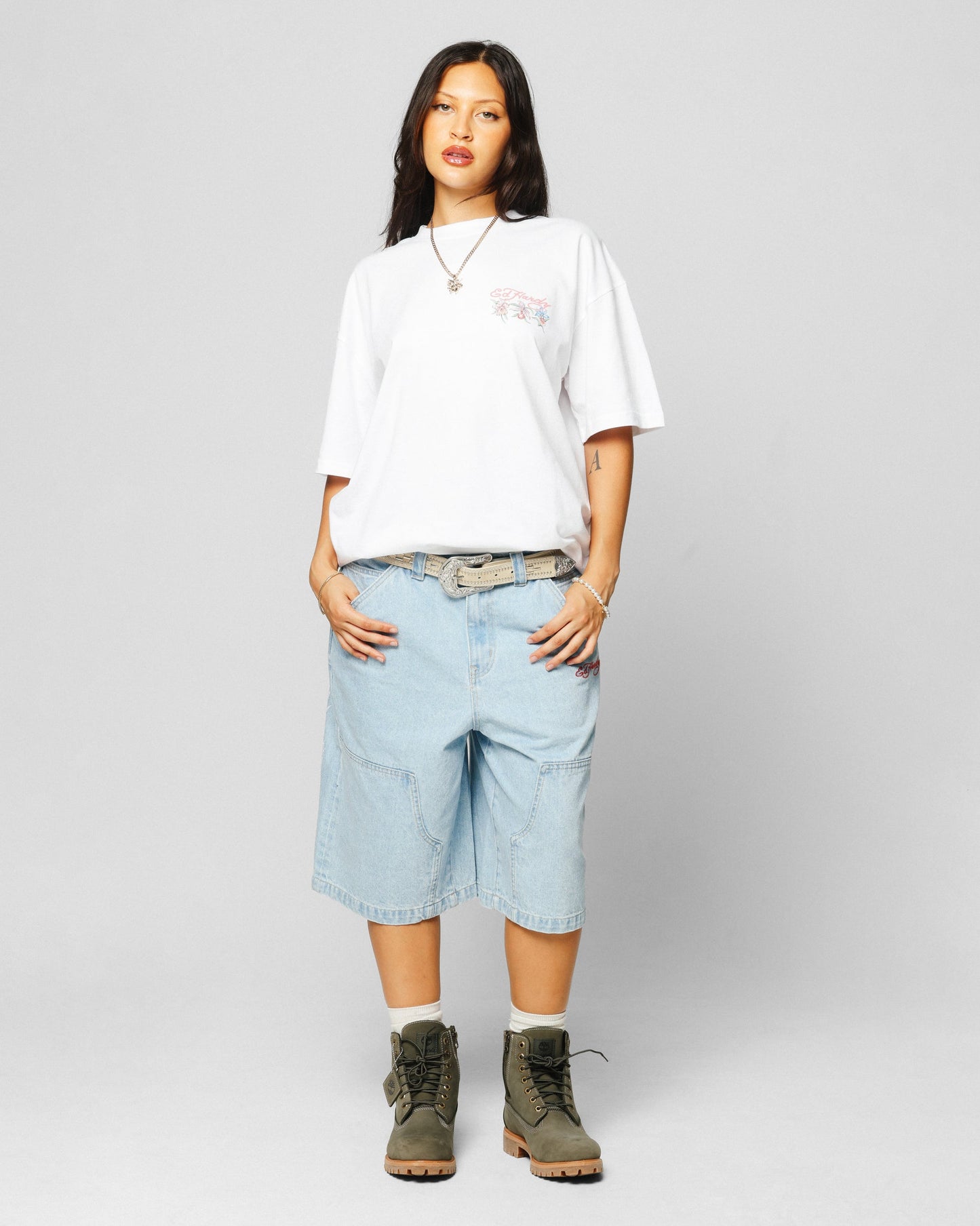 Ed Hardy Flowers T-Shirt White Style001