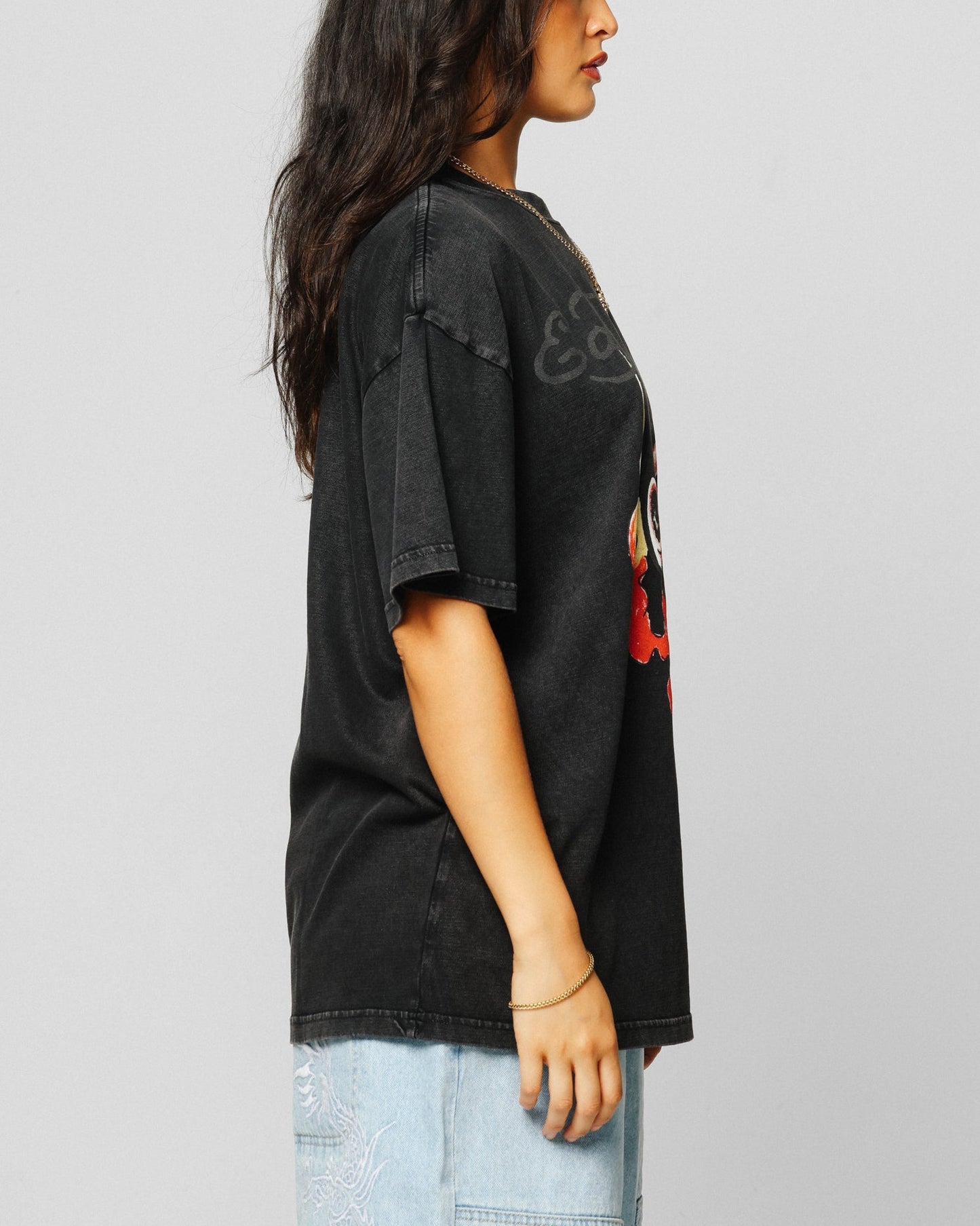 Ed Hardy Horns T-Shirt Black Acidwash Style001