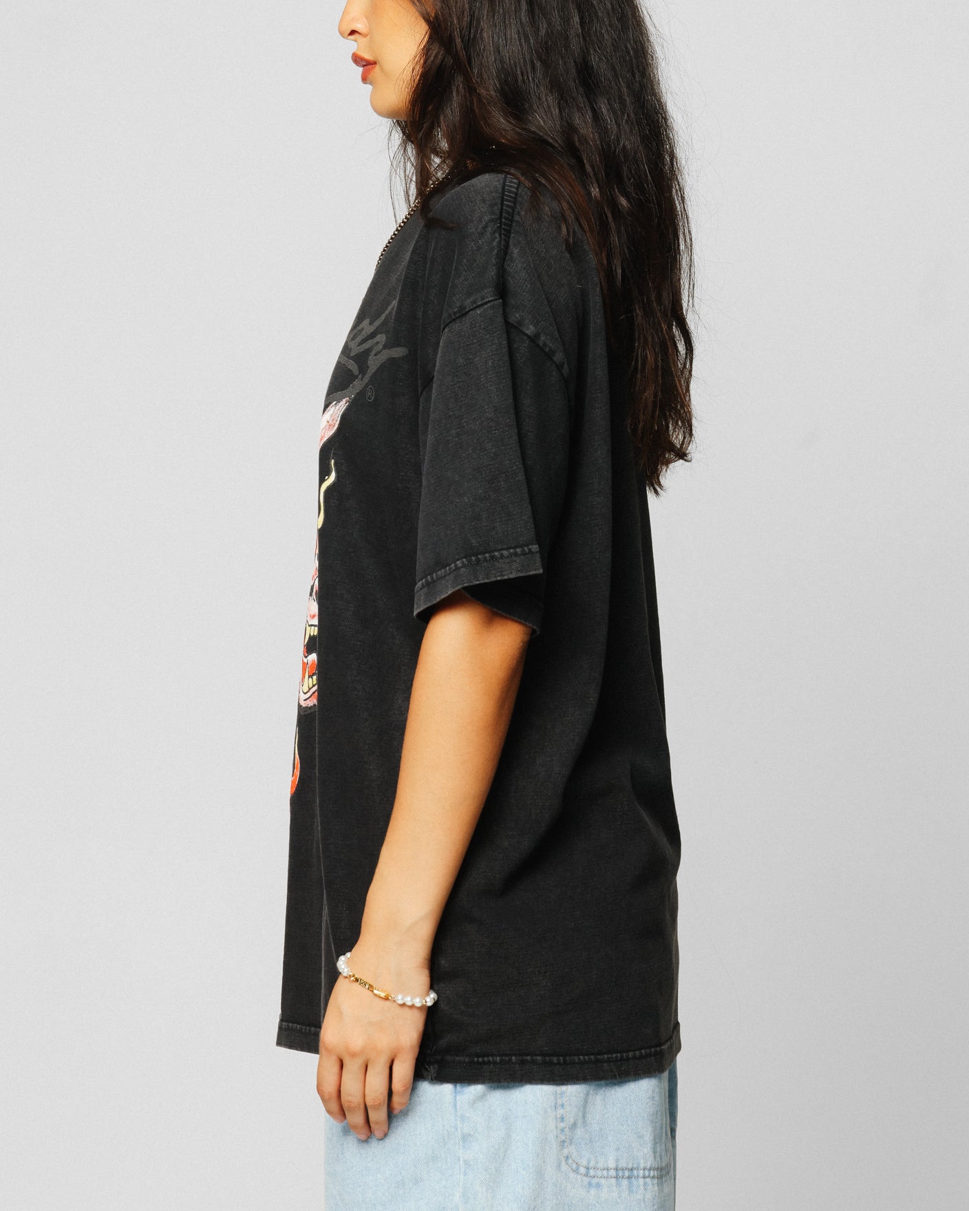 Ed Hardy Horns T-Shirt Black Acidwash Style001