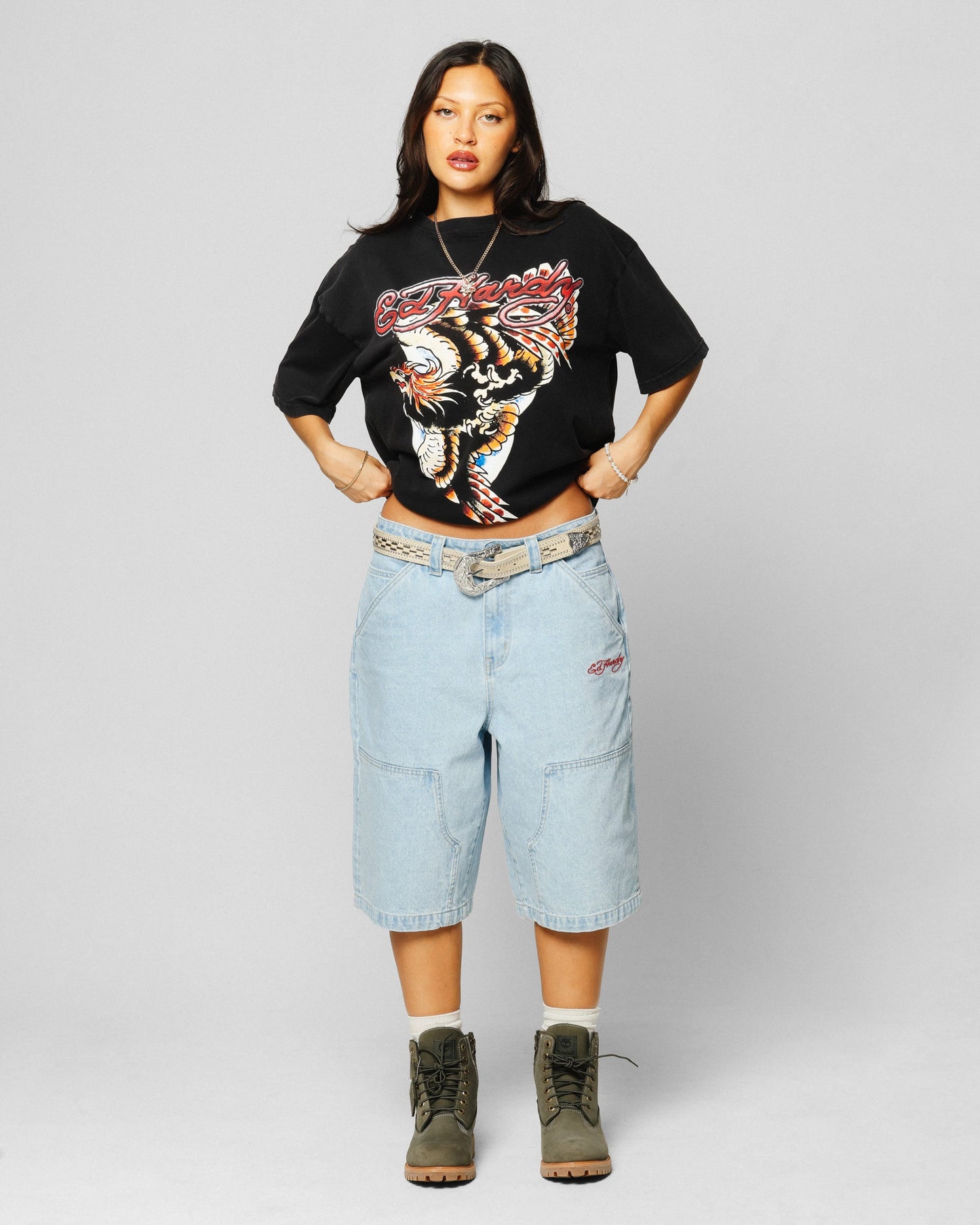 Ed Hardy Motor Cycle Club T-Shirt Black Acidwash Style001