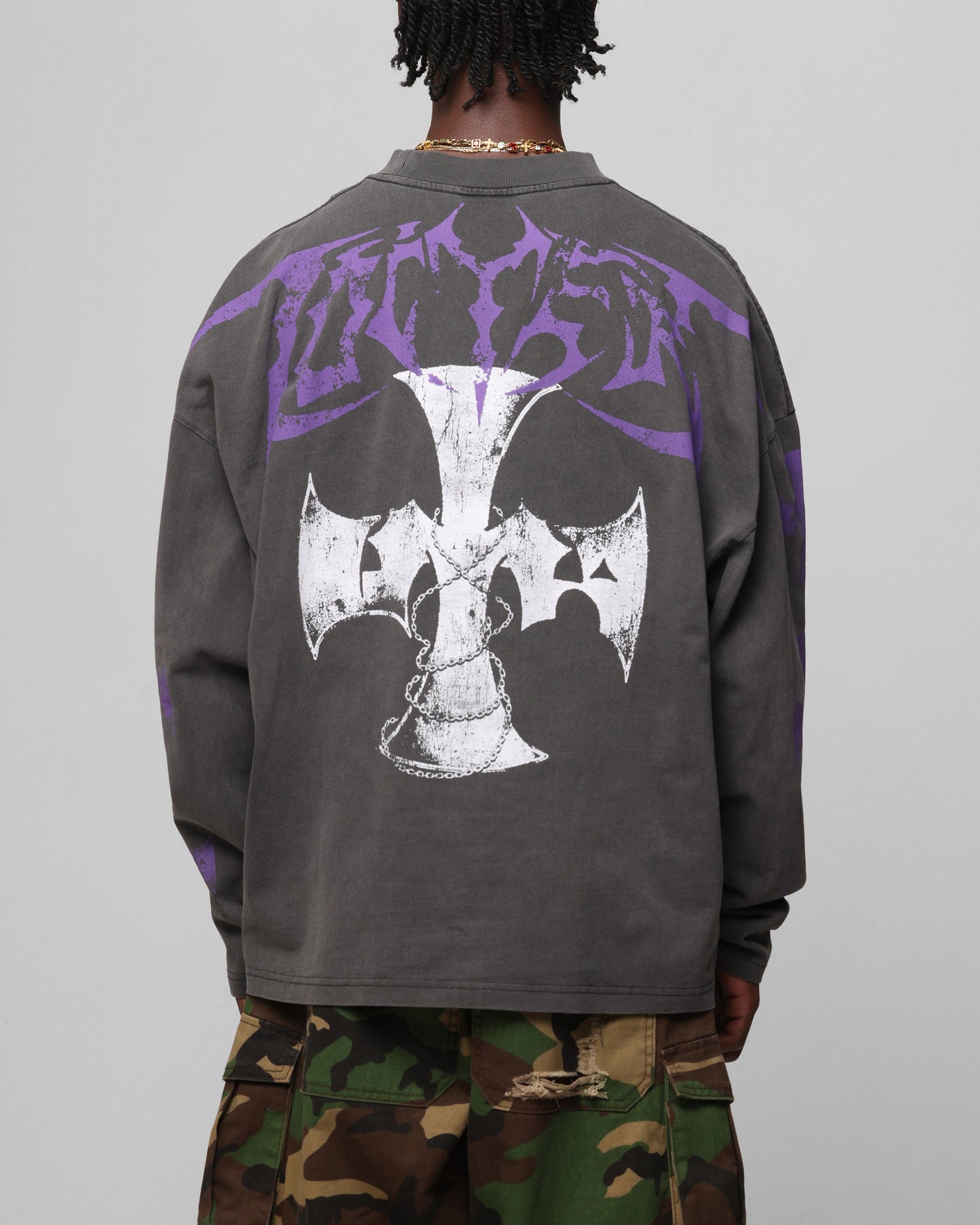 Loiter Angel Number Long Sleeve T-Shirt Charcoal
