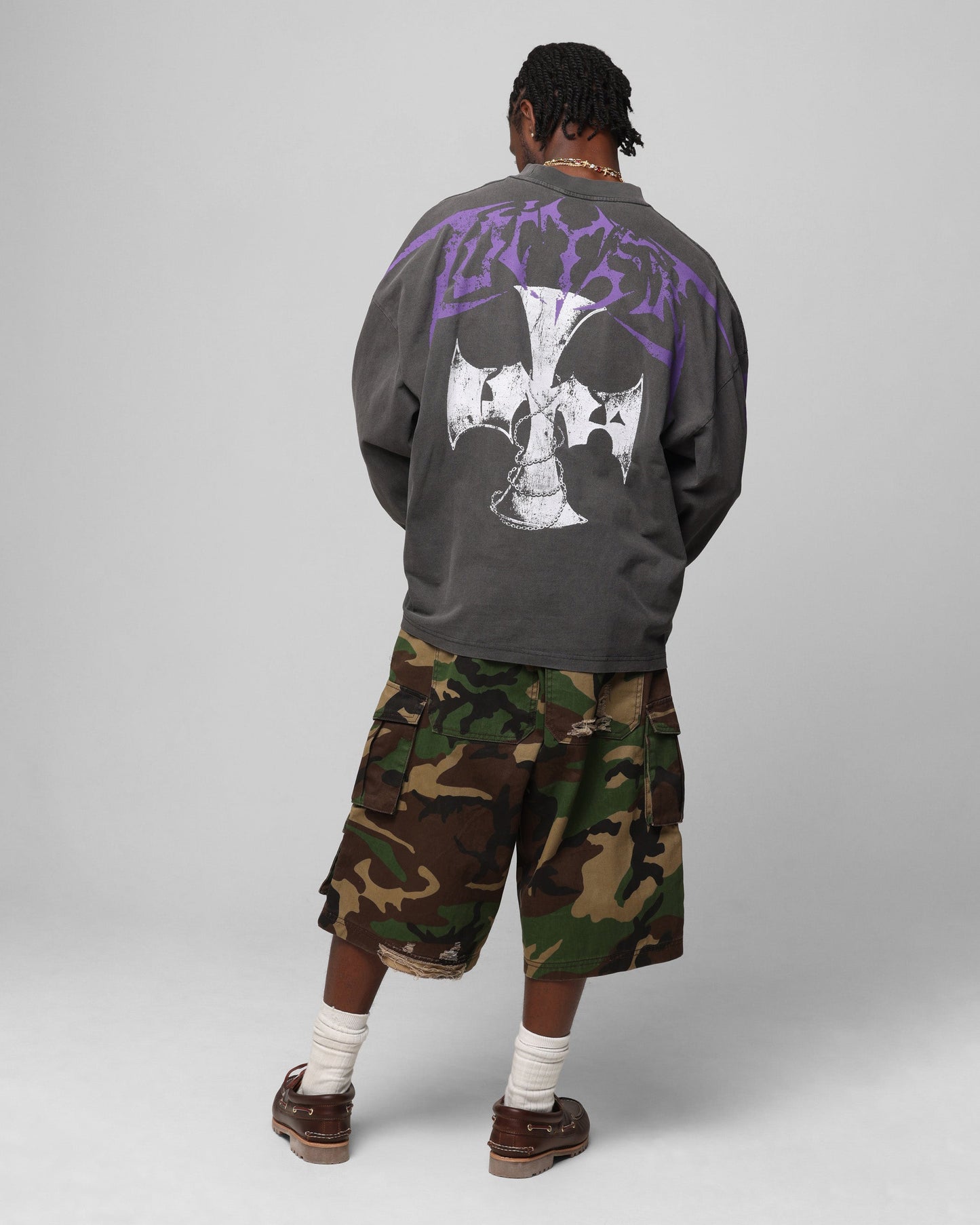 Loiter Angel Number Long Sleeve T-Shirt Charcoal