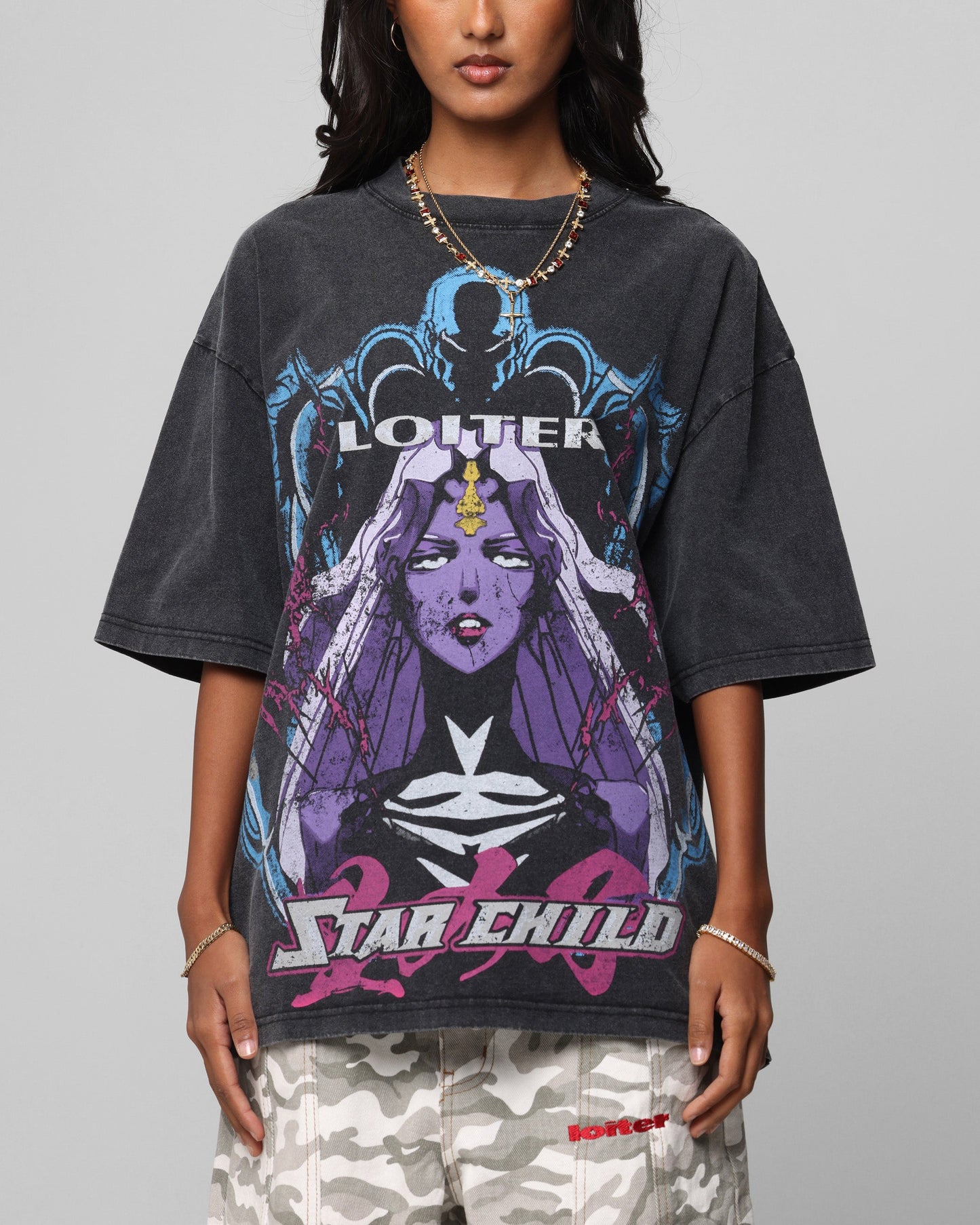 Loiter Midnight Widow Vintage T-Shirt Washed Black Style001