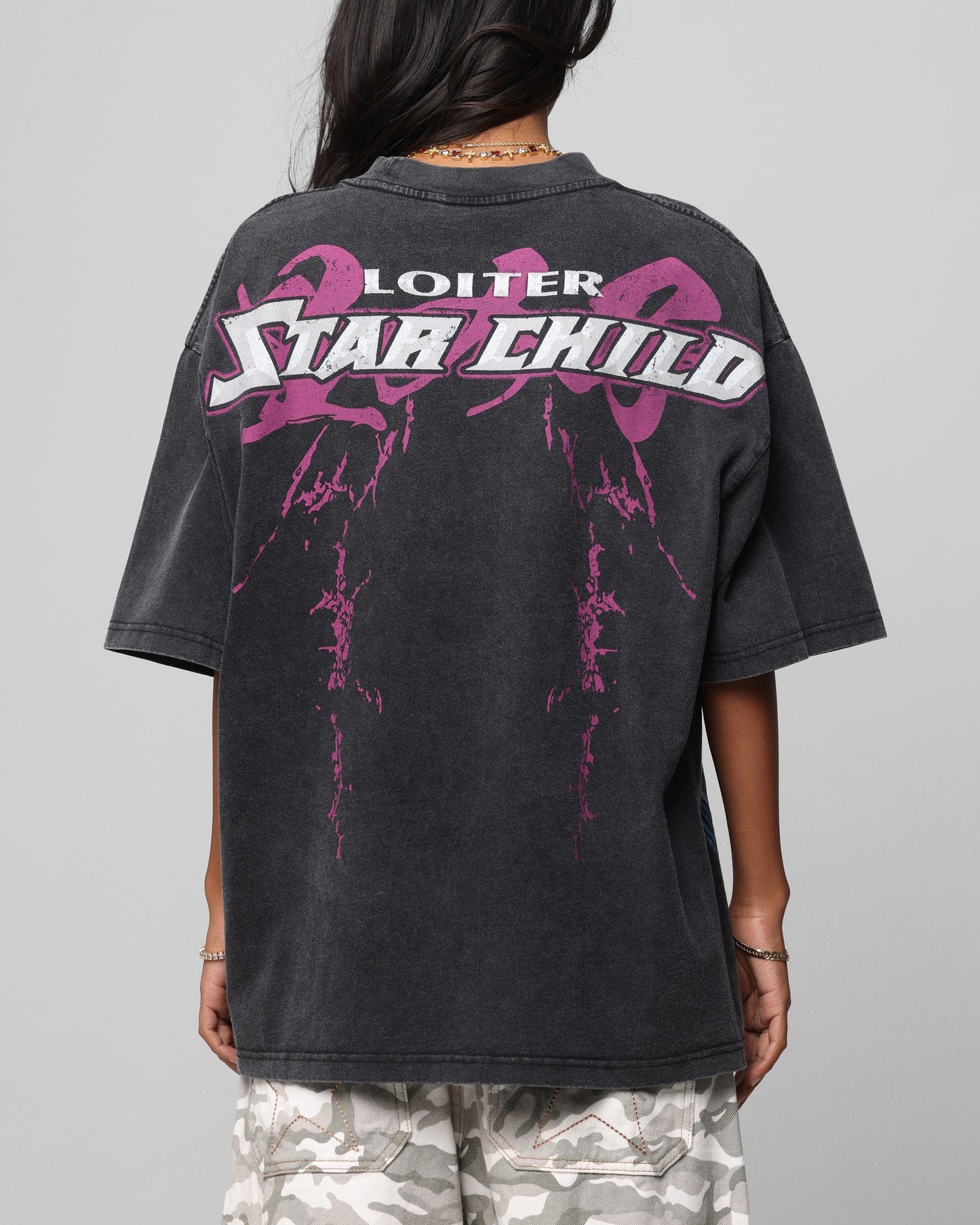 Loiter Midnight Widow Vintage T-Shirt Washed Black Style001