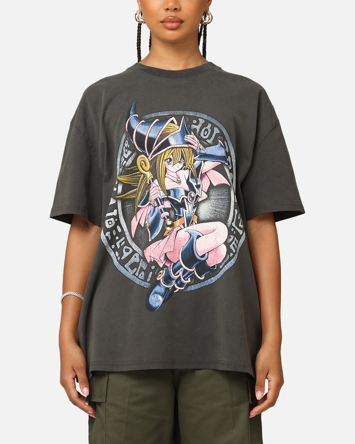 Goat Crew X Yu-Gi-Oh! Dark Magician Girl Card Heavy T-Shirt Black Wash Style001