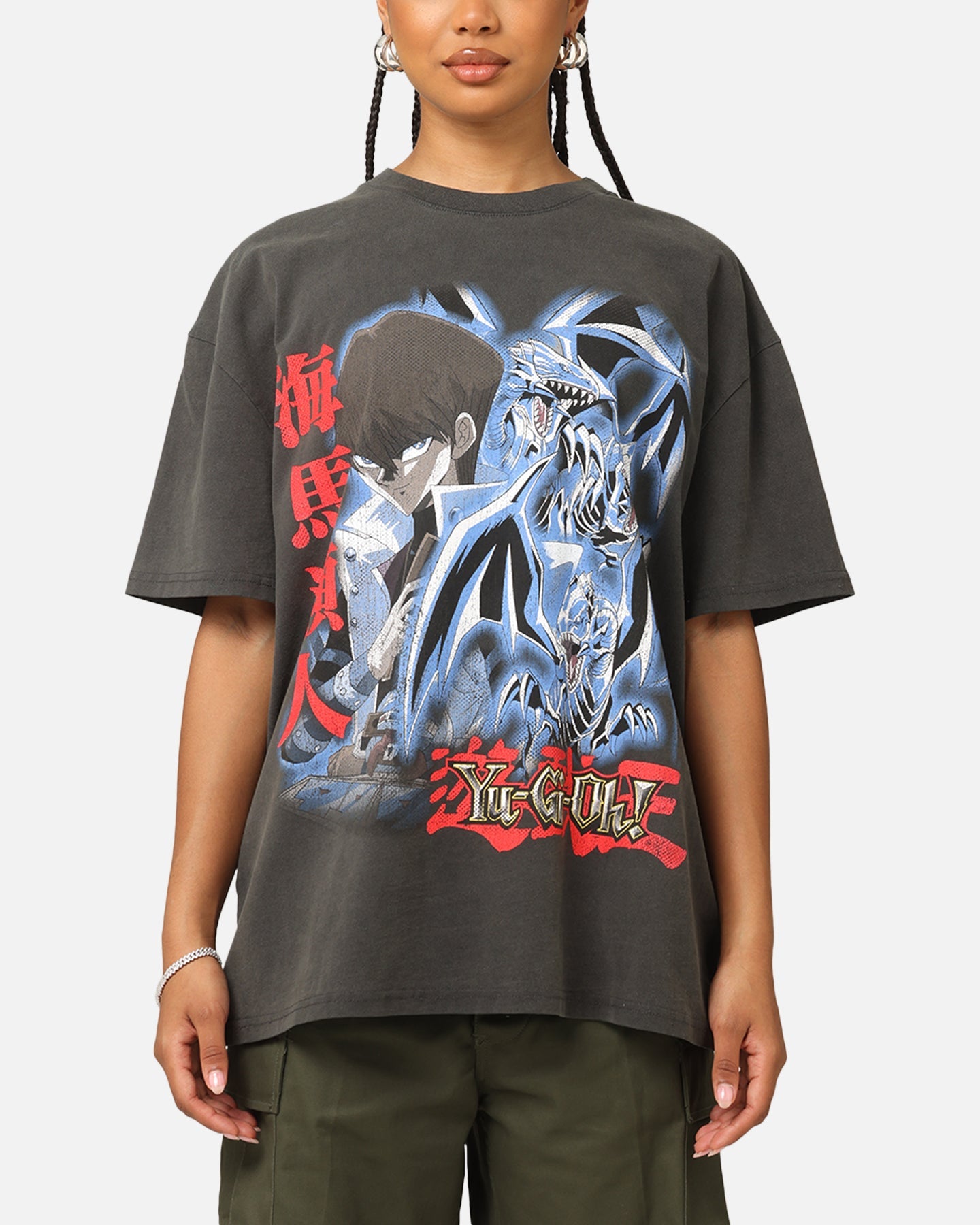 Goat Crew X Yu-Gi-Oh! Kaiba Blue Eyes Heavy T-Shirt Black Wash Style001