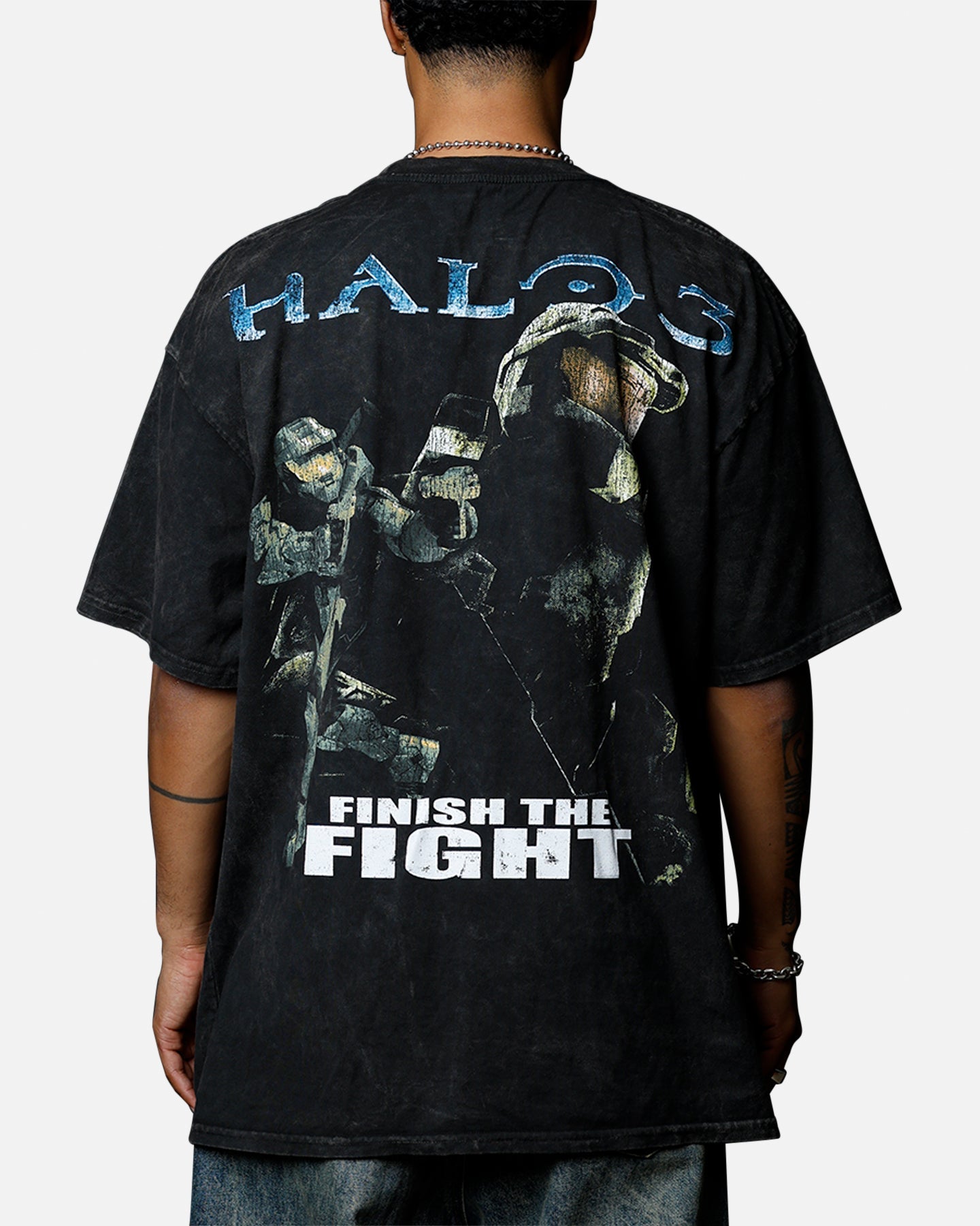 Goat Crew X Halo Halo 3 Chief Big Head Vintage T-Shirt Black Acidwash