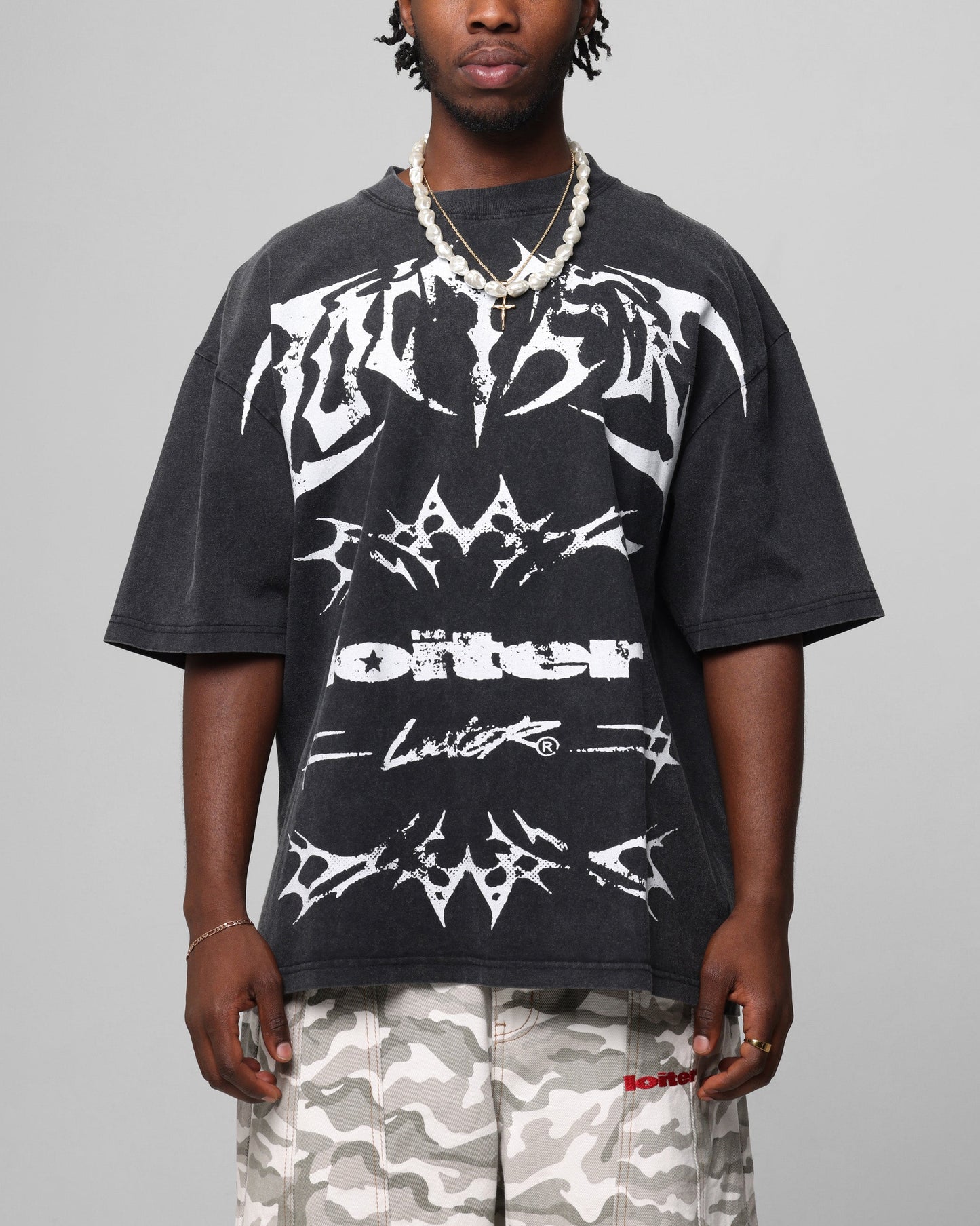 Loiter Metal Stacked Vintage T-Shirt Vintage Black