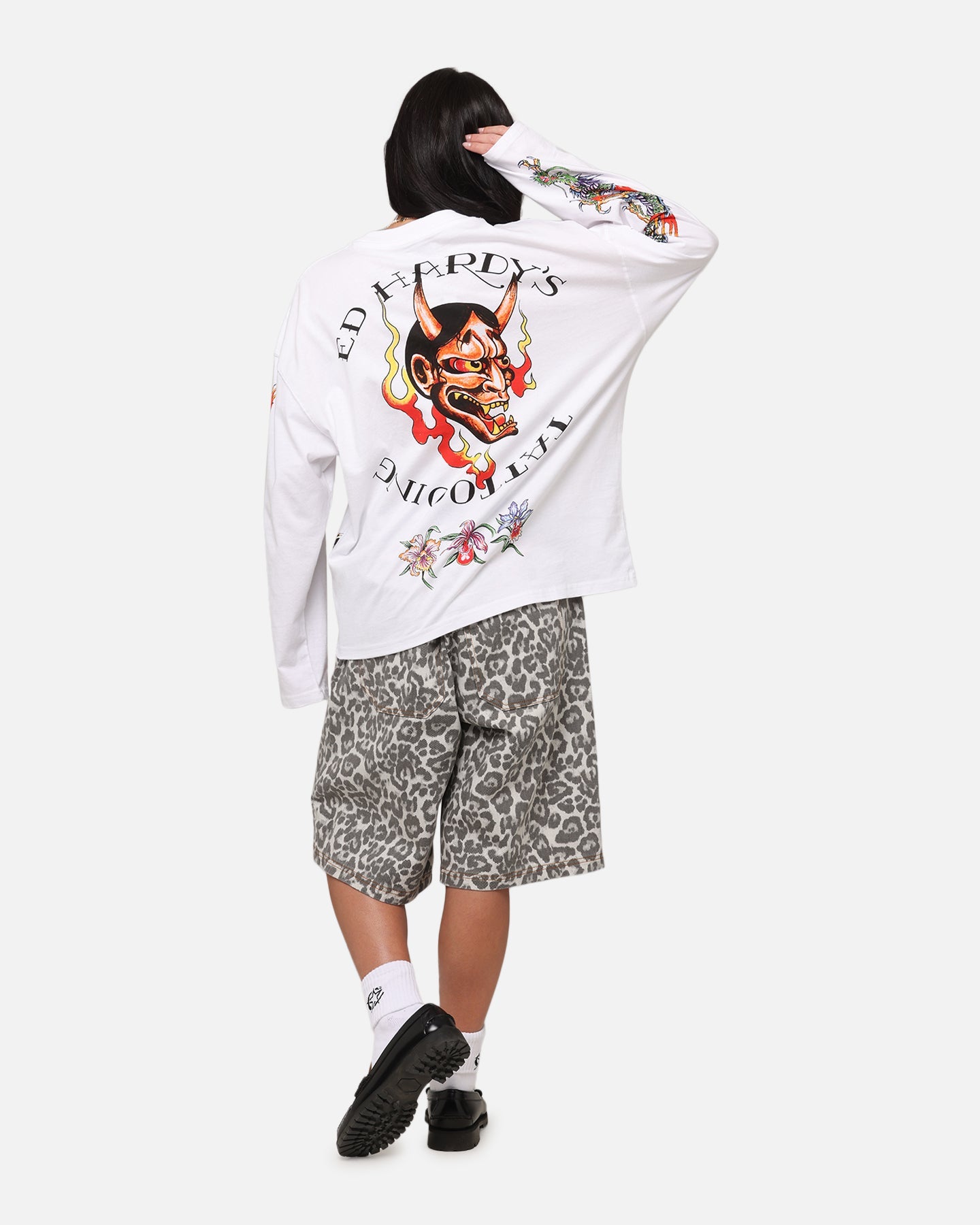 Ed Hardy Ed's Tattooing Long Sleeve T-Shirt Off White Style001