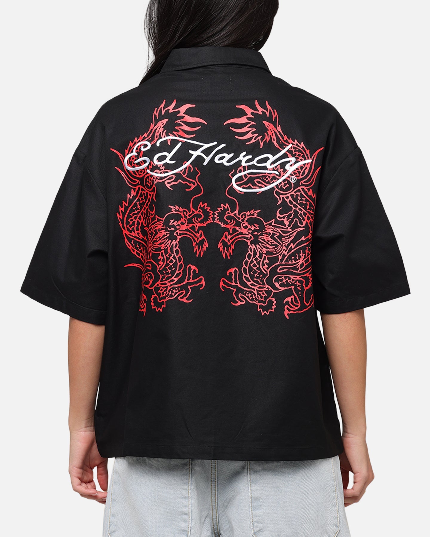 Ed Hardy Dragon Zip Shirt Black Style001