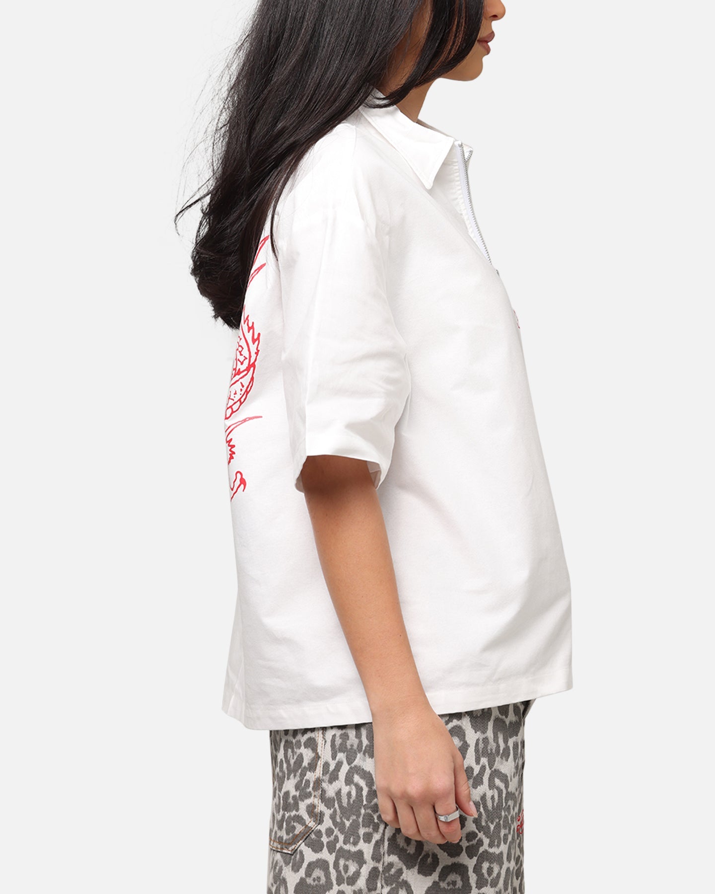 Ed Hardy Dragon Zip Shirt Off White Style001