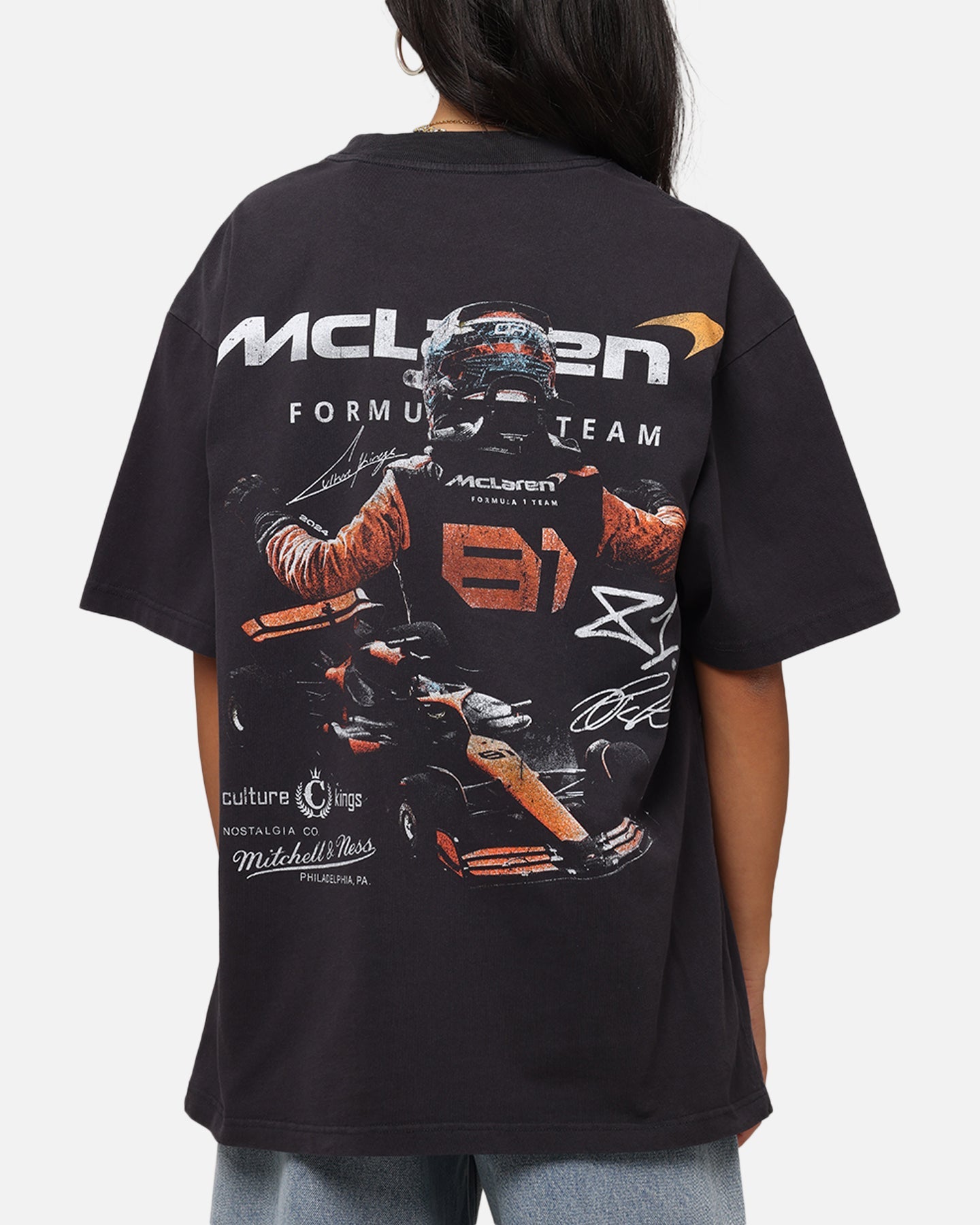 Mitchell & Ness X Mclaren Oscar Piastri Victory T-Shirt Faded Black Style001