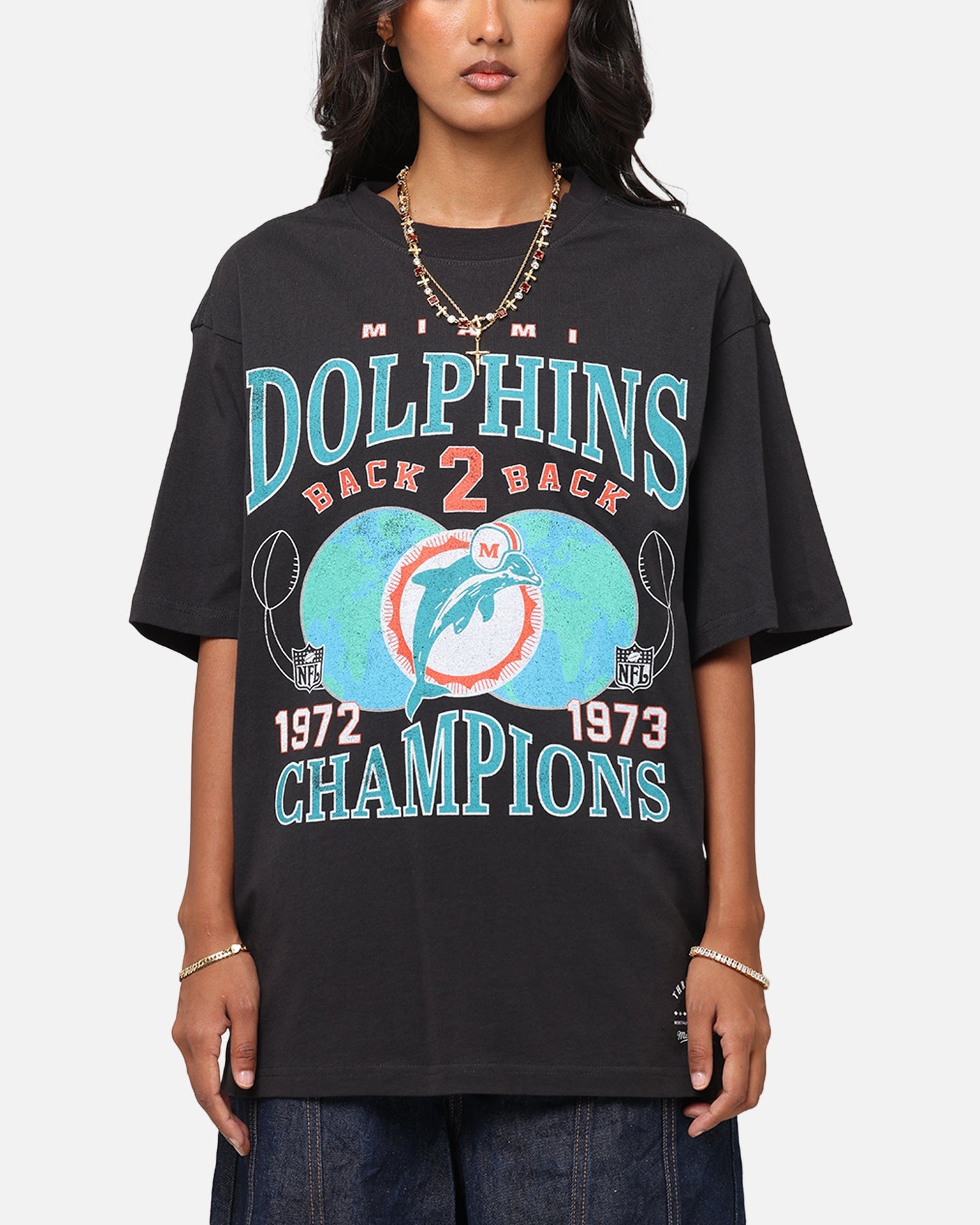 Mitchell & Ness Miami Dolphins Pinnacle T-Shirt Faded Black Style001