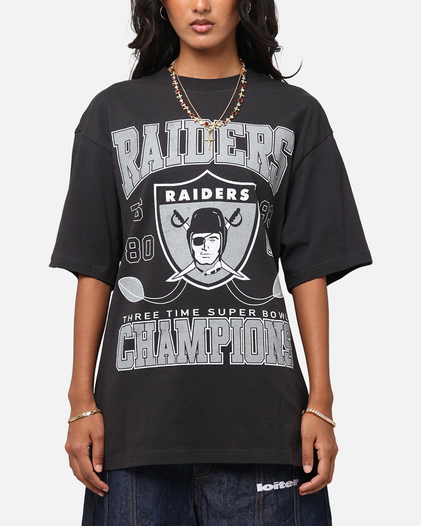 Mitchell & Ness Las Vegas Raiders Pinnacle T-Shirt Faded Black Style001