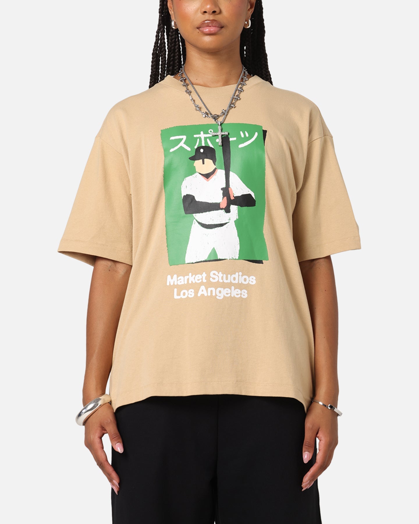 Market Illustrated Baseball T-Shirt Oatmilk Style001
