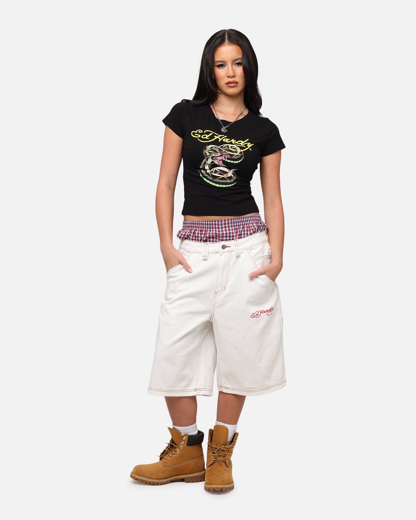 Ed Hardy Women's Snake Baby T-Shirt Black