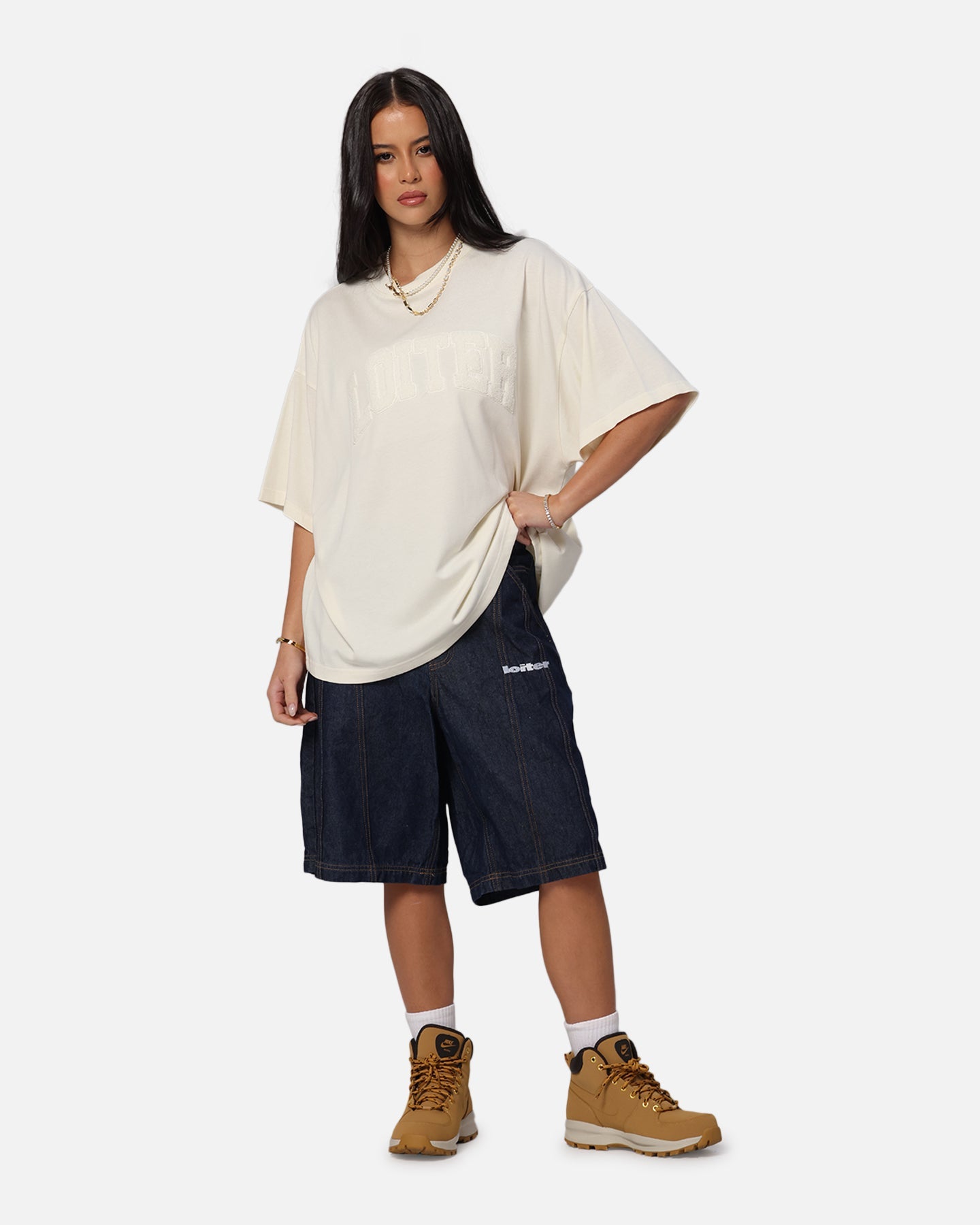 Loiter Arch Premium Boxy T-Shirt Off White Style001
