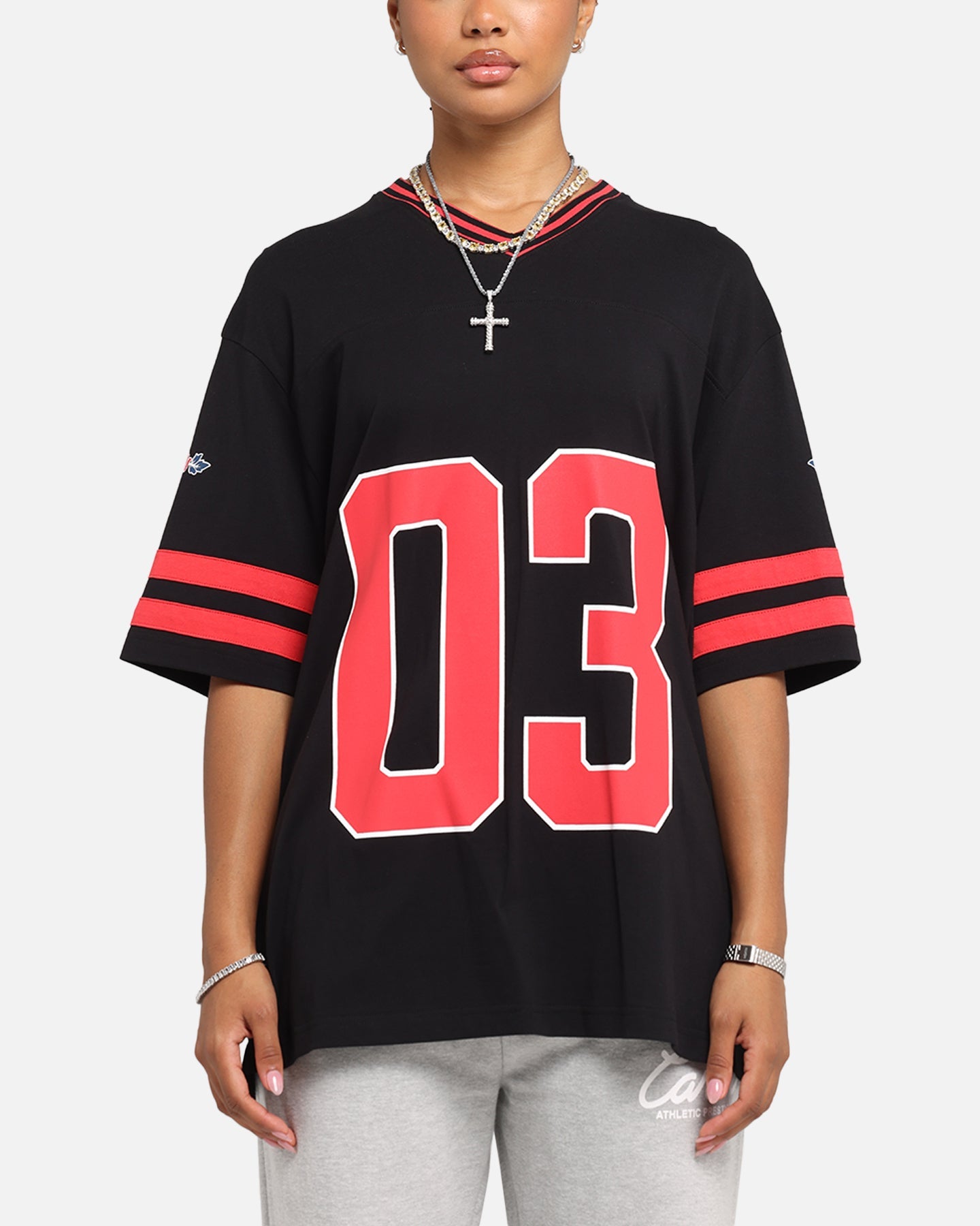 Carre Rose Football T-Shirt Black/Red Style001