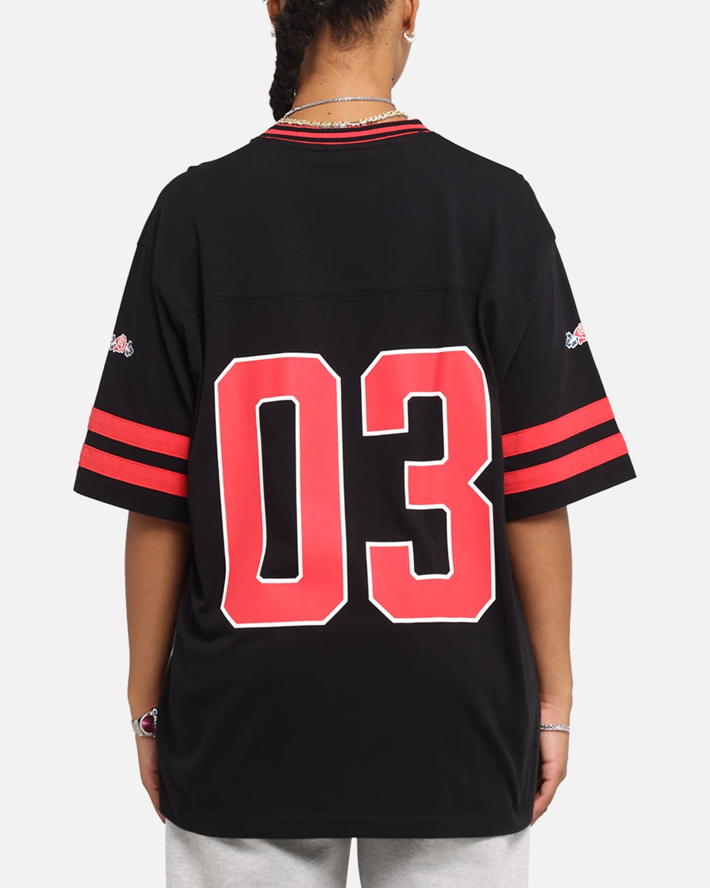 Carre Rose Football T-Shirt Black/Red Style001