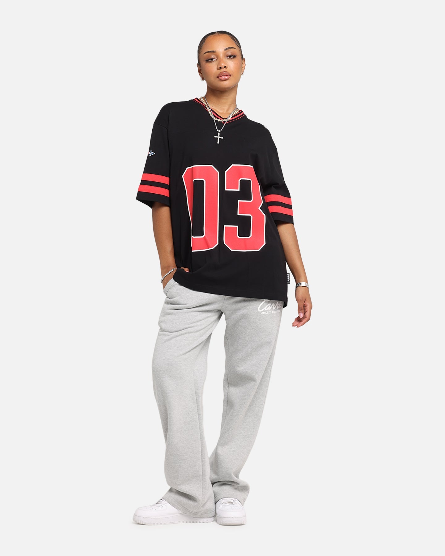Carre Rose Football T-Shirt Black/Red Style001